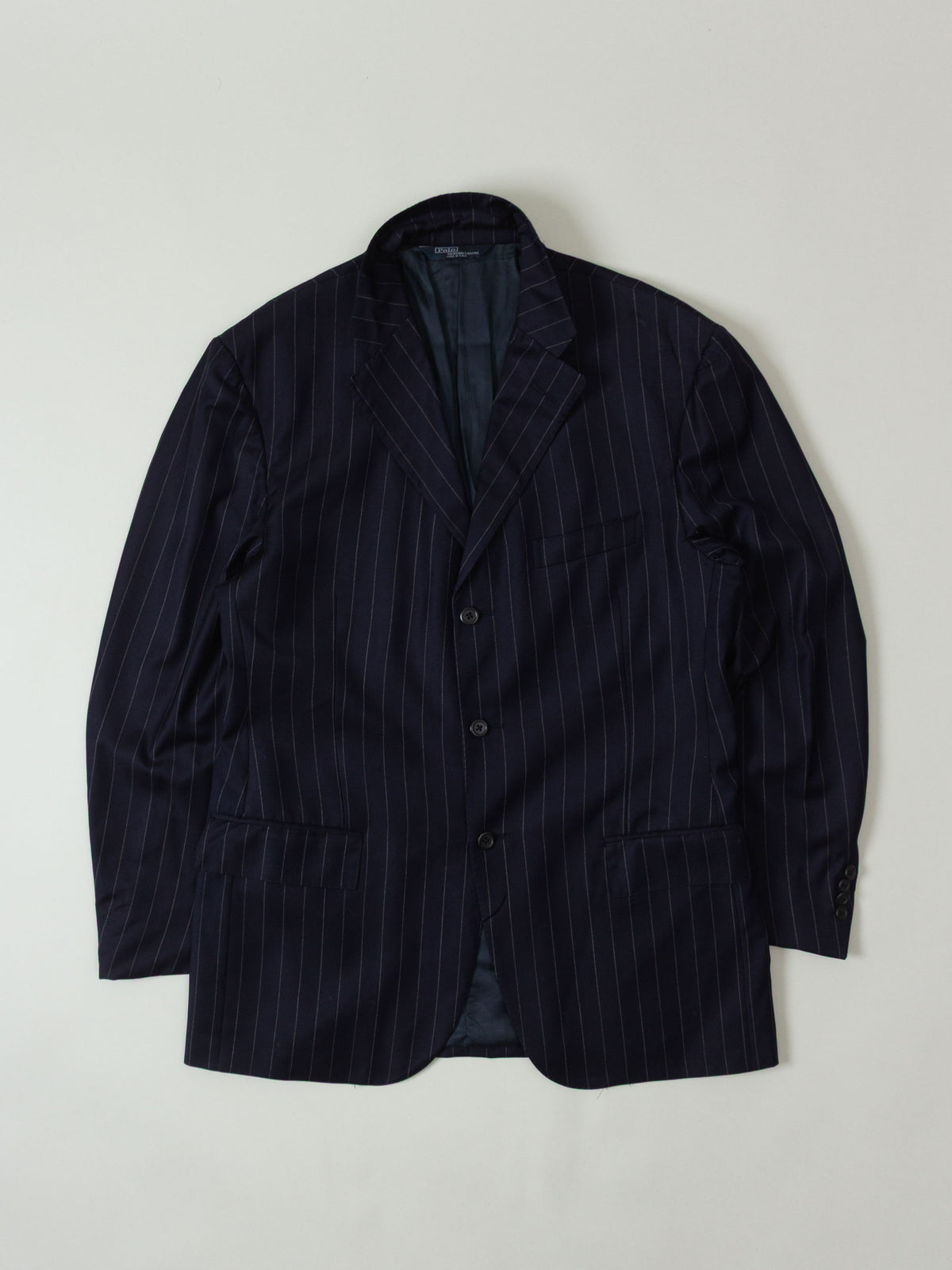 Vtg 1990s Ralph Lauren Pinstripe Wool Blazer - Made in Italy (L)