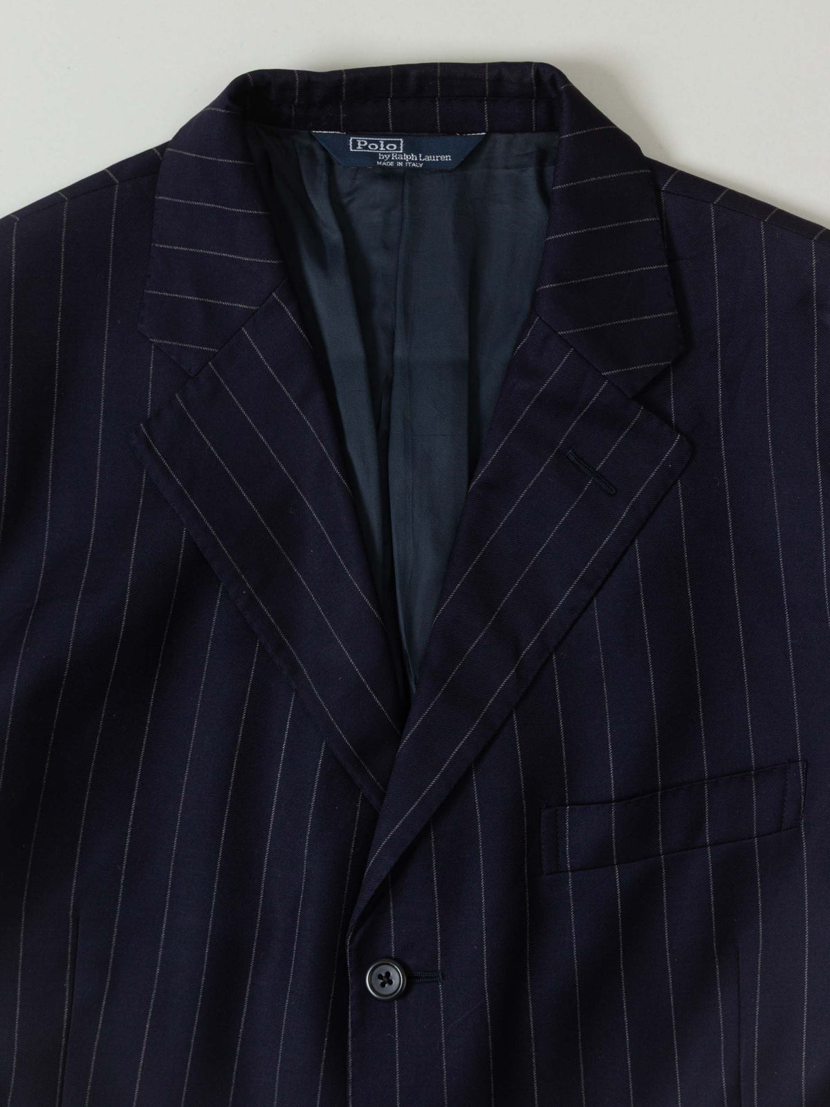 Vtg 1990s Ralph Lauren Pinstripe Wool Blazer - Made in Italy (L)