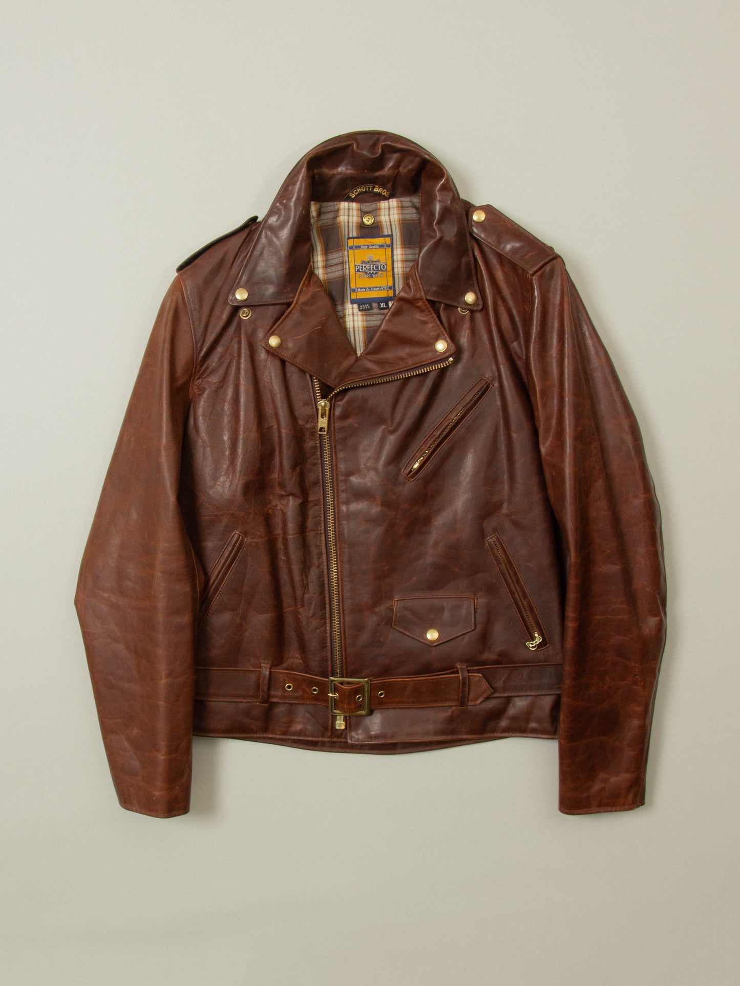 2000s Schott Perfecto Steerhide Leather Jacket - Made in USA (XL)