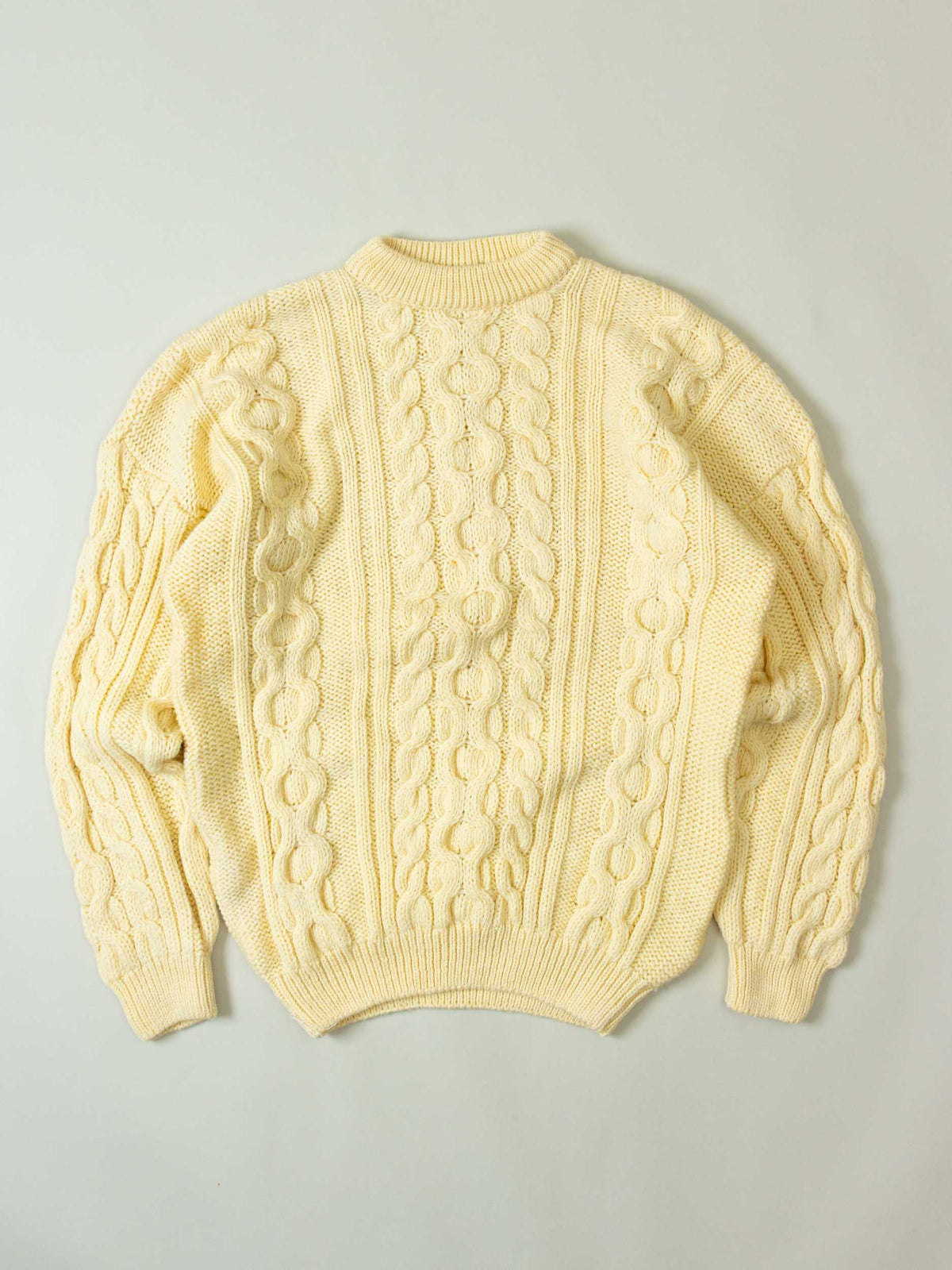 Vtg 1980s Fisherman Knit Wool Sweater – Made in Ireland (XL)