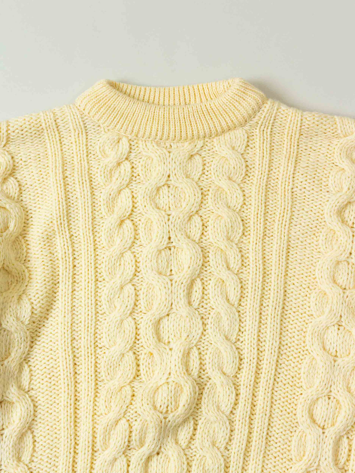 Vtg 1980s Fisherman Knit Wool Sweater – Made in Ireland (XL)