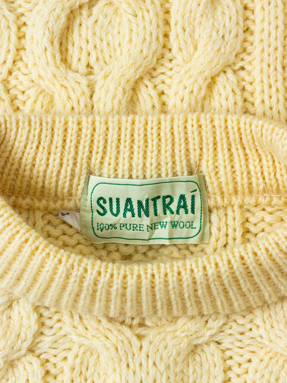 Vtg 1980s Fisherman Knit Wool Sweater – Made in Ireland (XL)