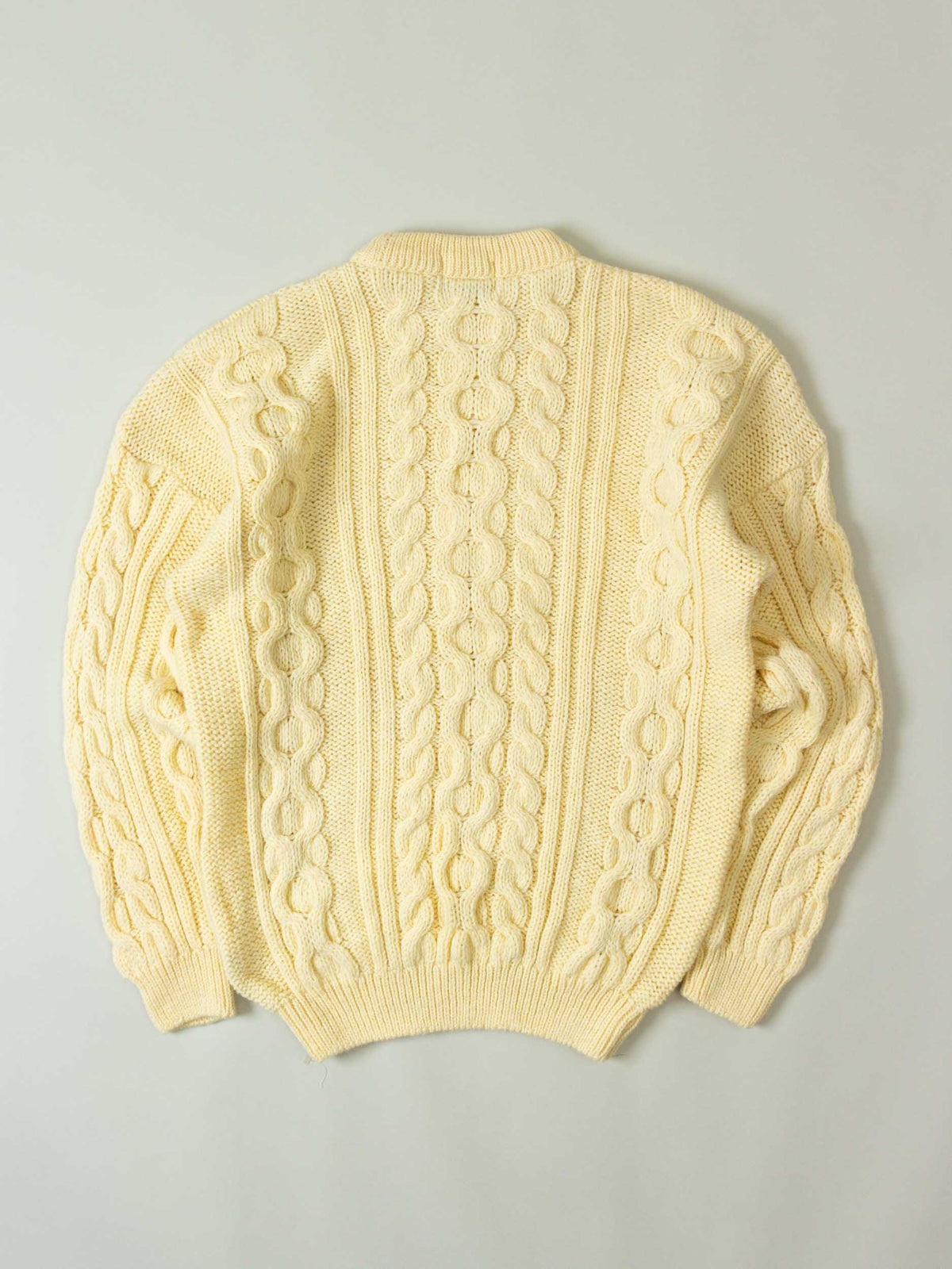 Vtg 1980s Fisherman Knit Wool Sweater – Made in Ireland (XL)