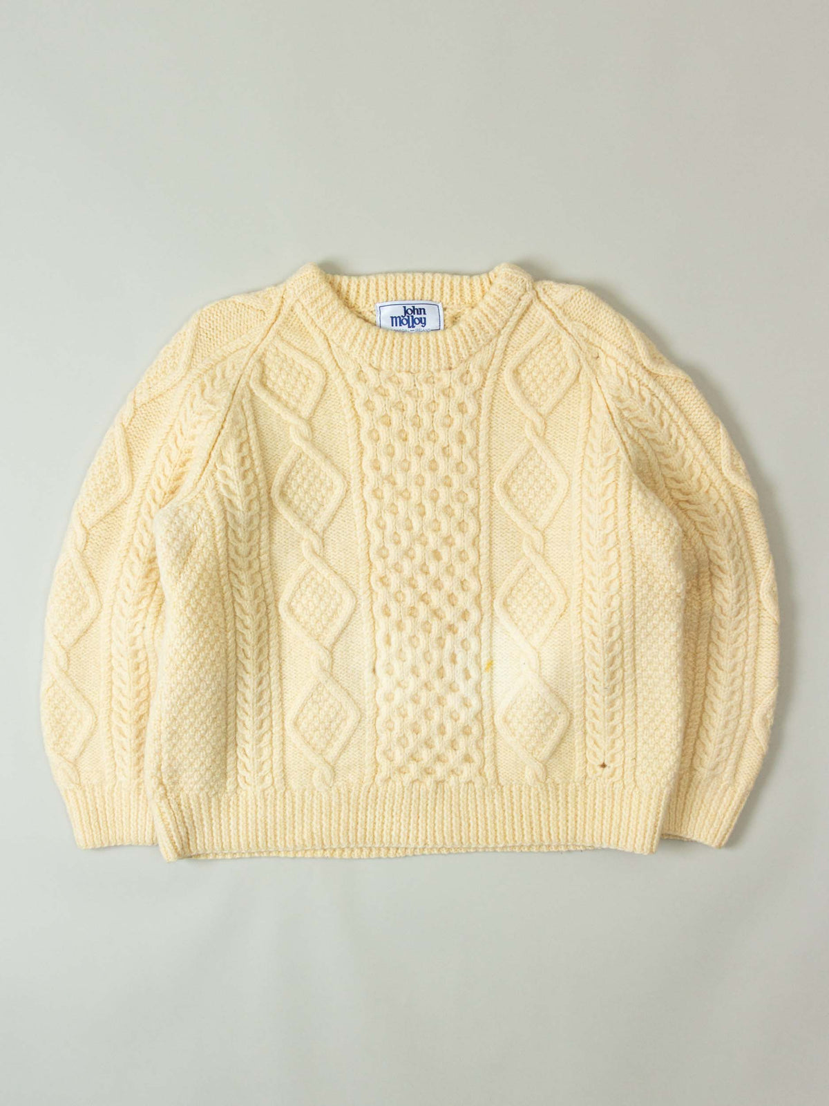 Vtg 1990s Fisherman Knit Wool Sweater – Made in Ireland (XS/S)