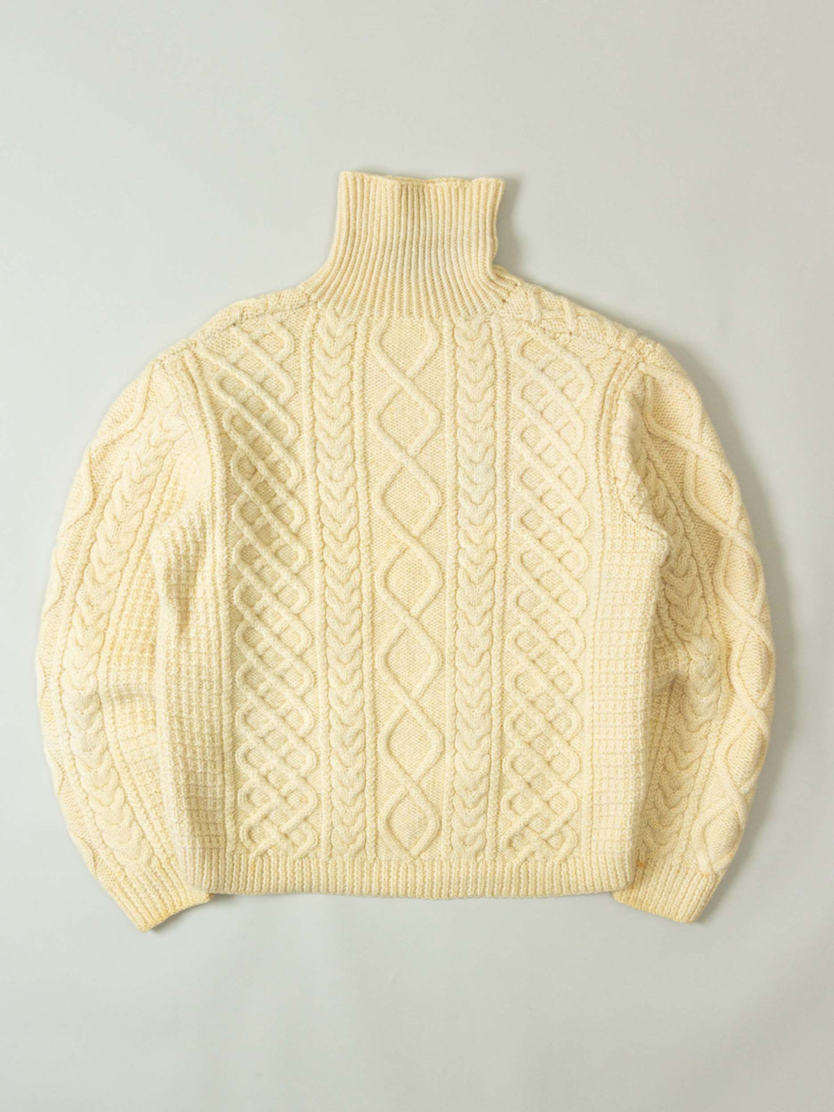 Vtg 1990s Fisherman Knit Roll Neck Wool Sweater (S/M)