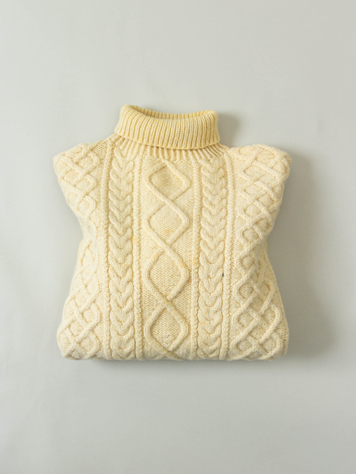 Vtg 1990s Fisherman Knit Roll Neck Wool Sweater (S/M)