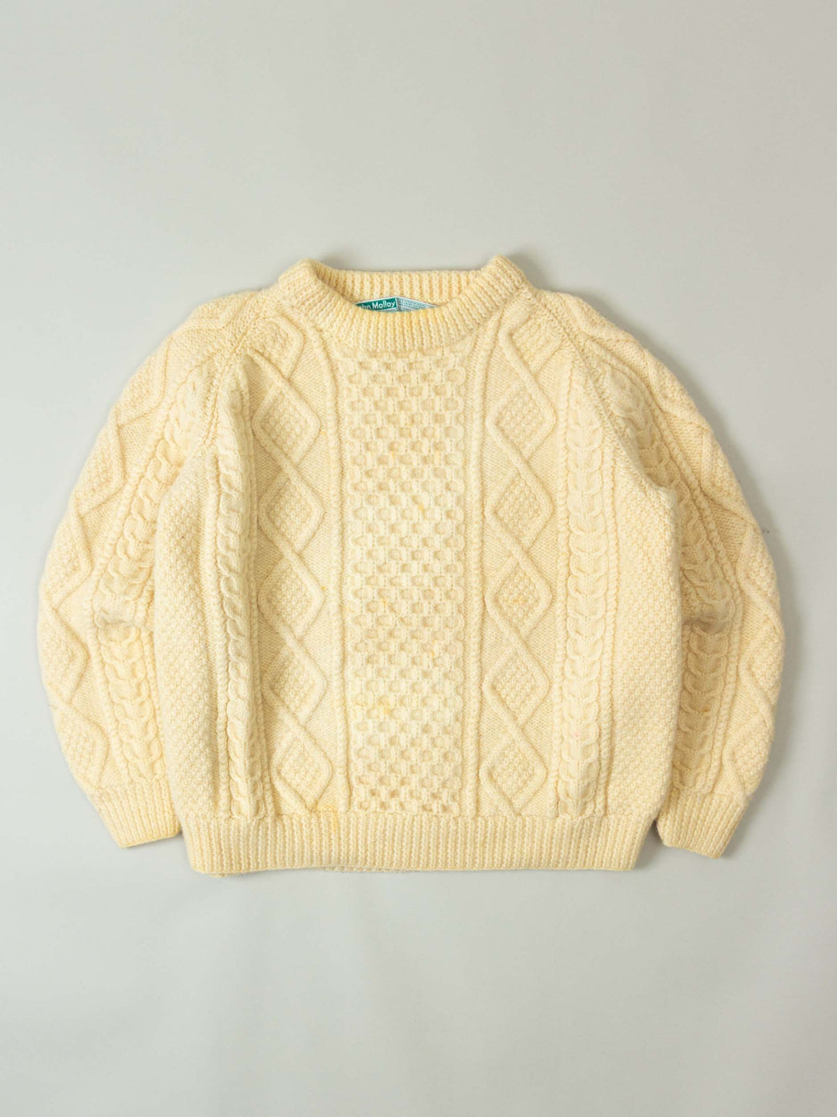Vtg 1970s Fisherman Knit Wool Sweater – Made in Ireland (M)