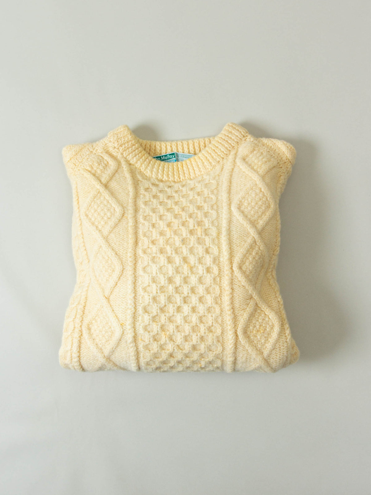 Vtg 1970s Fisherman Knit Wool Sweater – Made in Ireland (M)