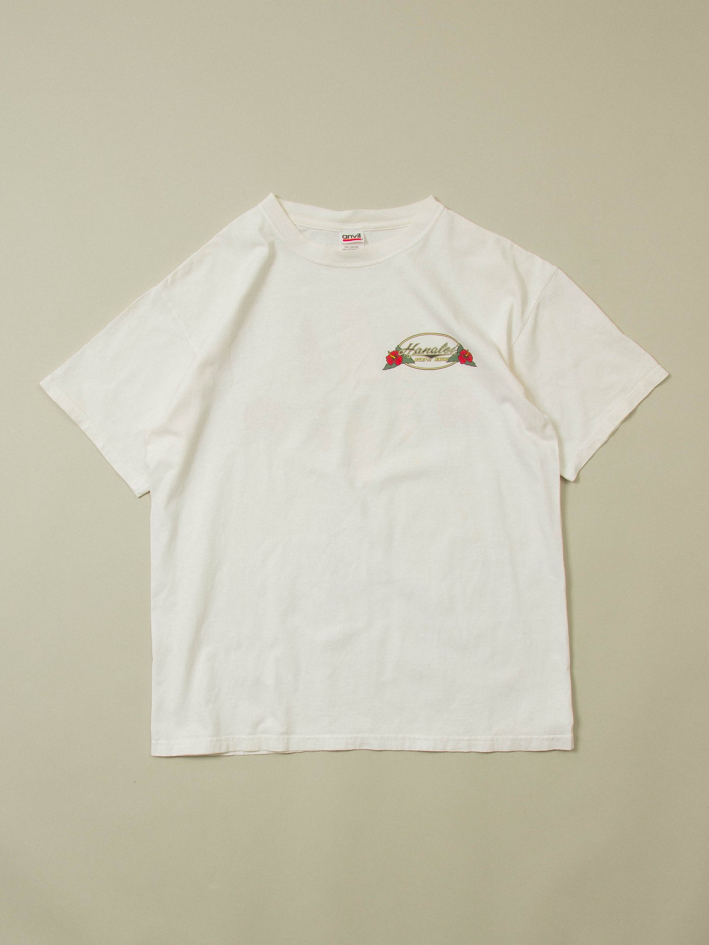 Vtg 1990s 'Hanalei Hawaii Surf' Tee - Made in USA (L)
