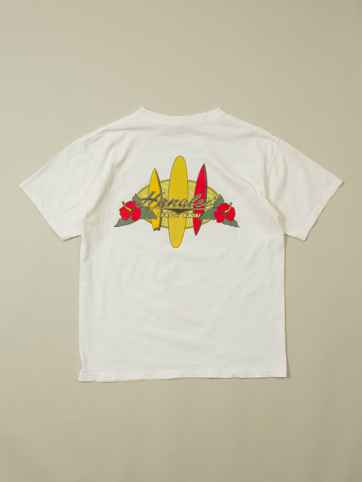 Vtg 1990s 'Hanalei Hawaii Surf' Tee - Made in USA (L)