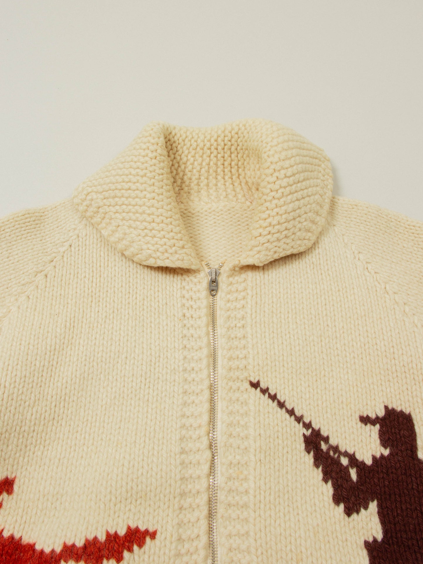 Vtg 1960s Cowichan Wool Hunting Sweater (S)