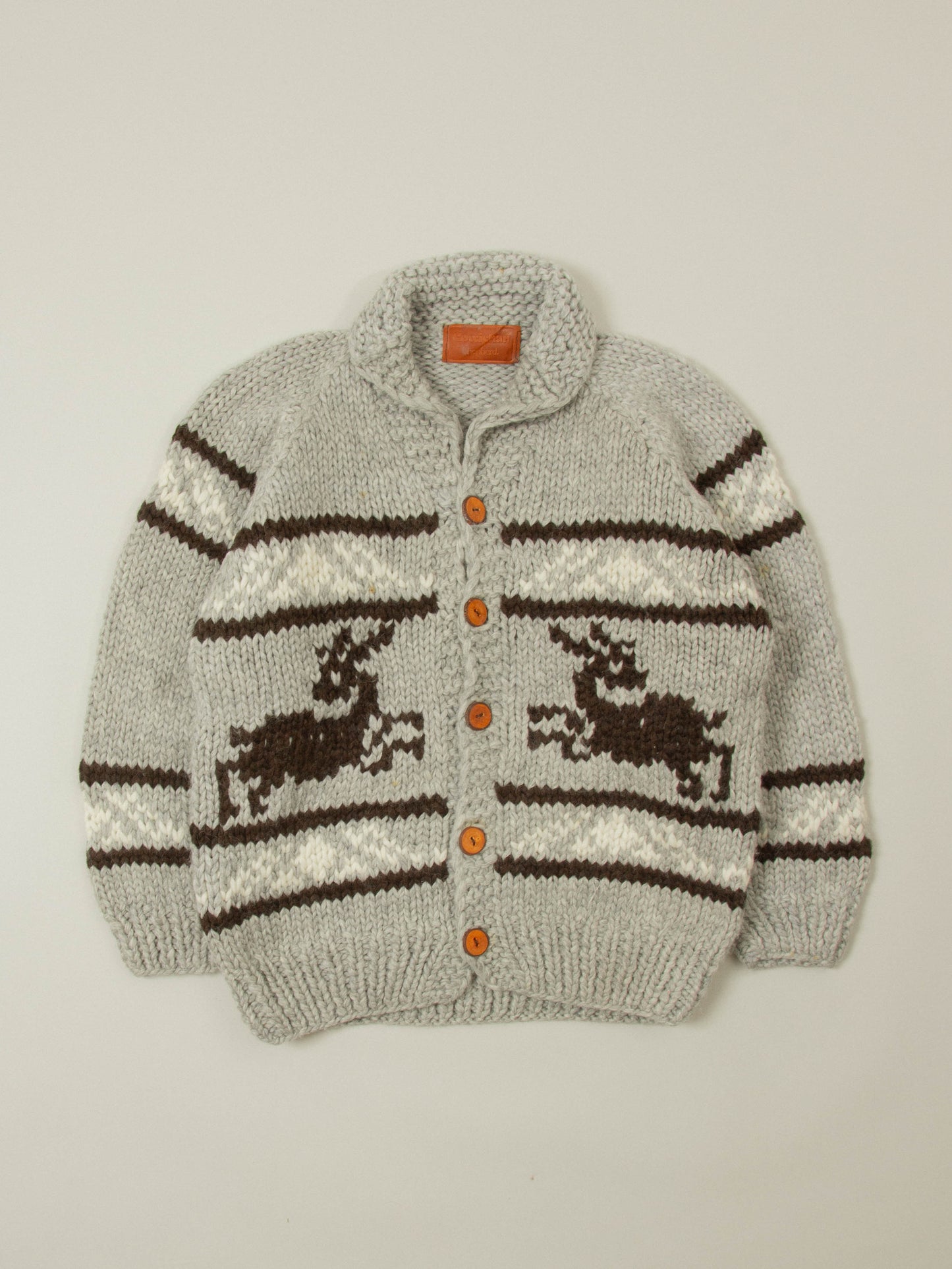 Vtg 1980s Heavy Cowichan Wool Cardigan (XL)