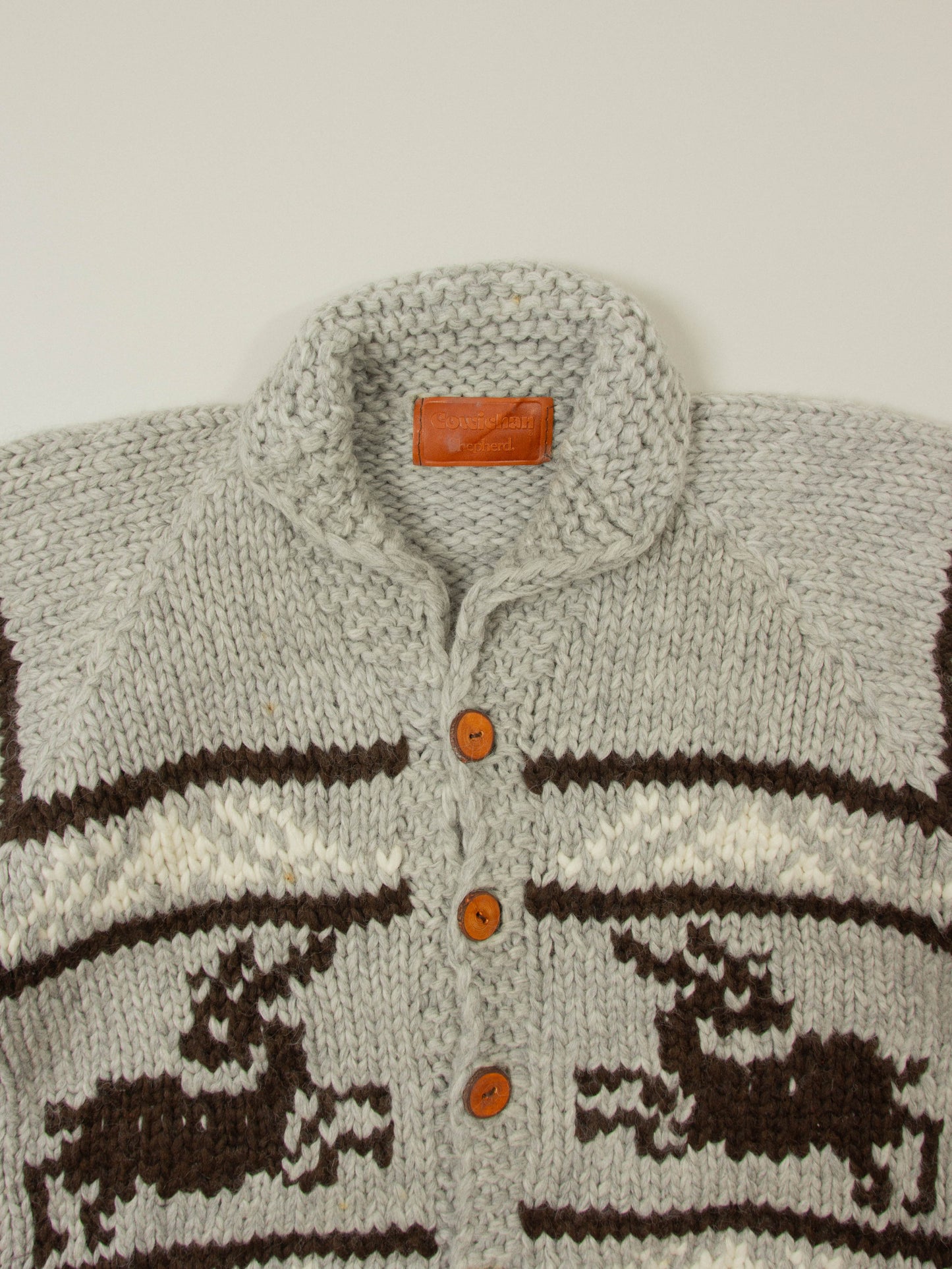 Vtg 1980s Heavy Cowichan Wool Cardigan (XL)