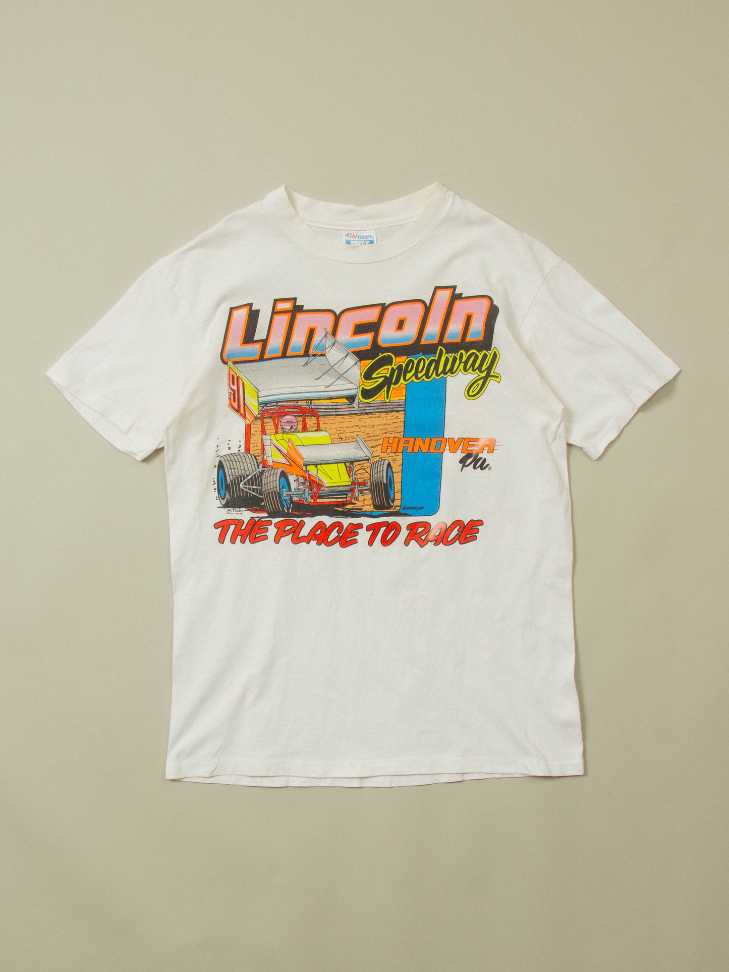 Vtg 1990s Speedway Racing Single Stich Tee - Made in USA (L)