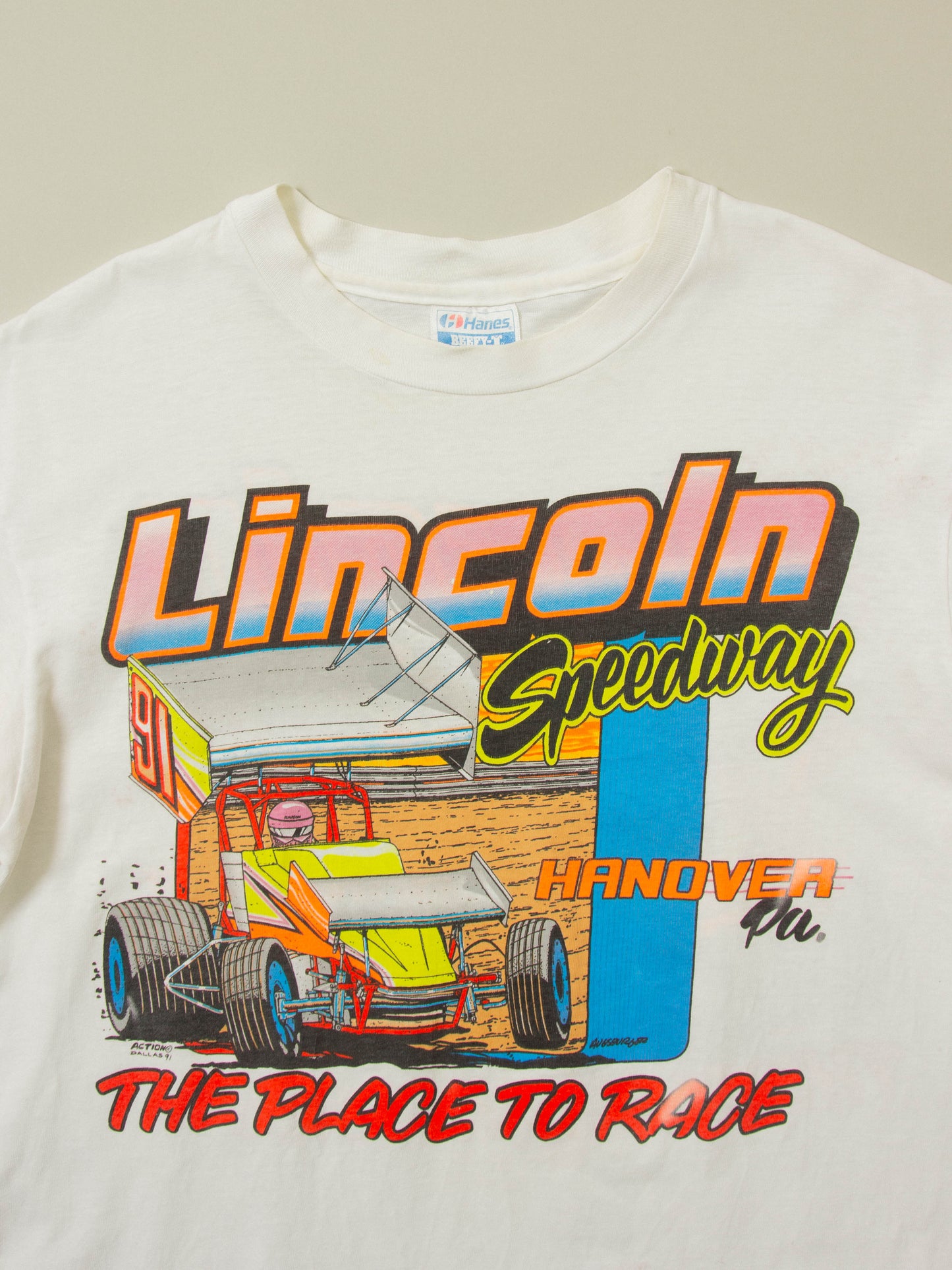 Vtg 1990s Speedway Racing Single Stich Tee - Made in USA (L)