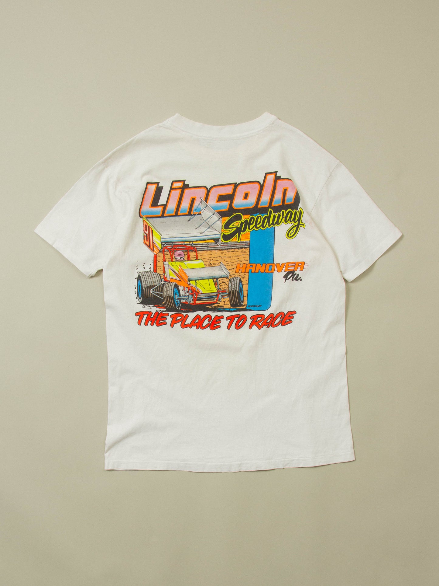 Vtg 1990s Speedway Racing Single Stich Tee - Made in USA (L)