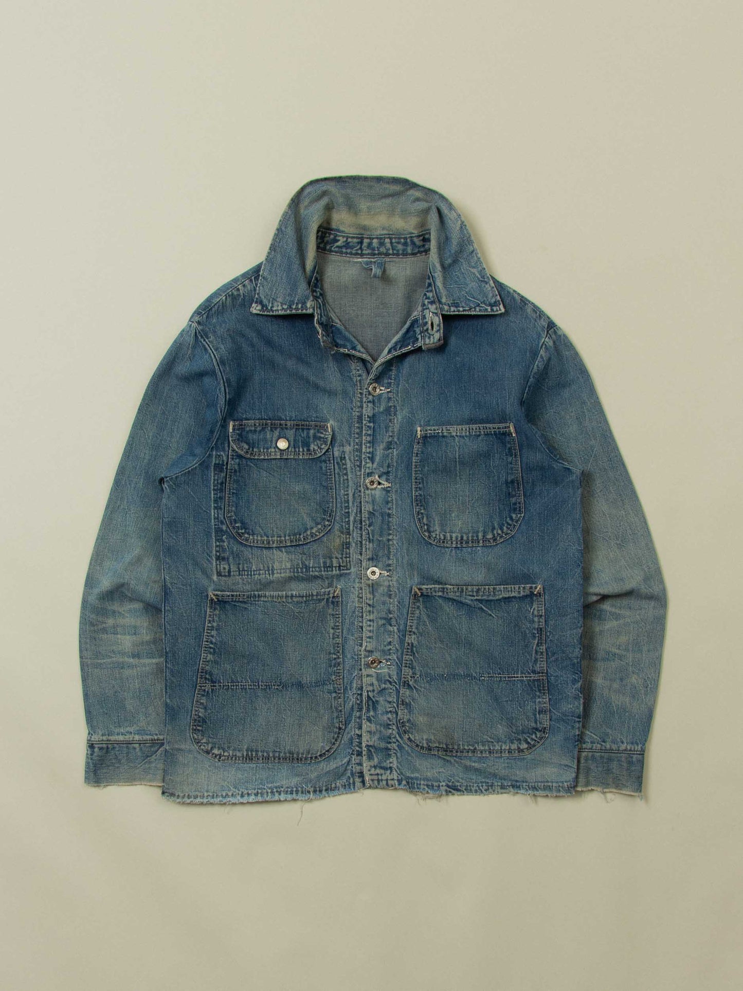 Vtg 1950s 5-stars Donut Buttons Loco Chore Jacket (M)