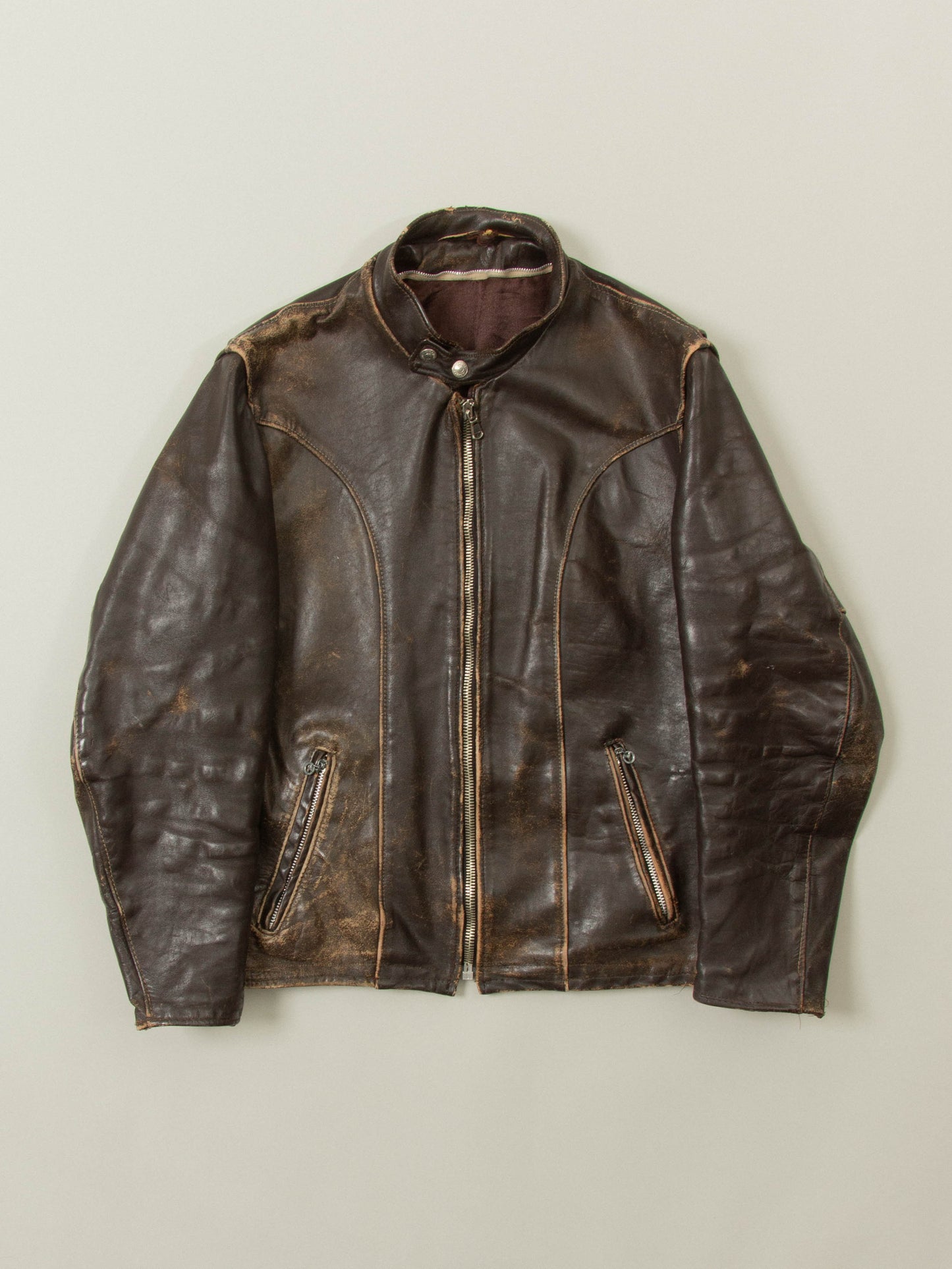 Vtg 1960s Schott NYC Café Racer Leather Jacket - Made in USA (M)