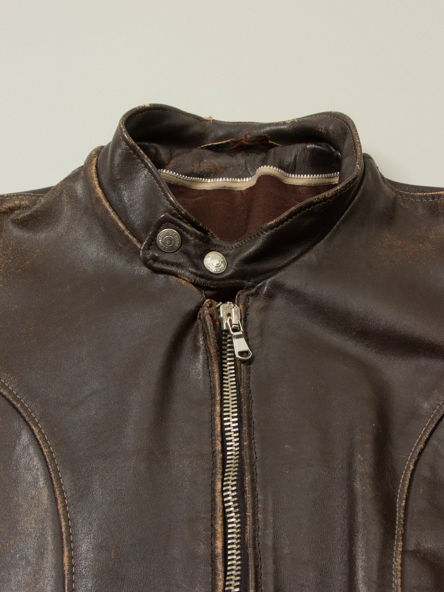 Vtg 1960s Schott NYC Café Racer Leather Jacket - Made in USA (M)