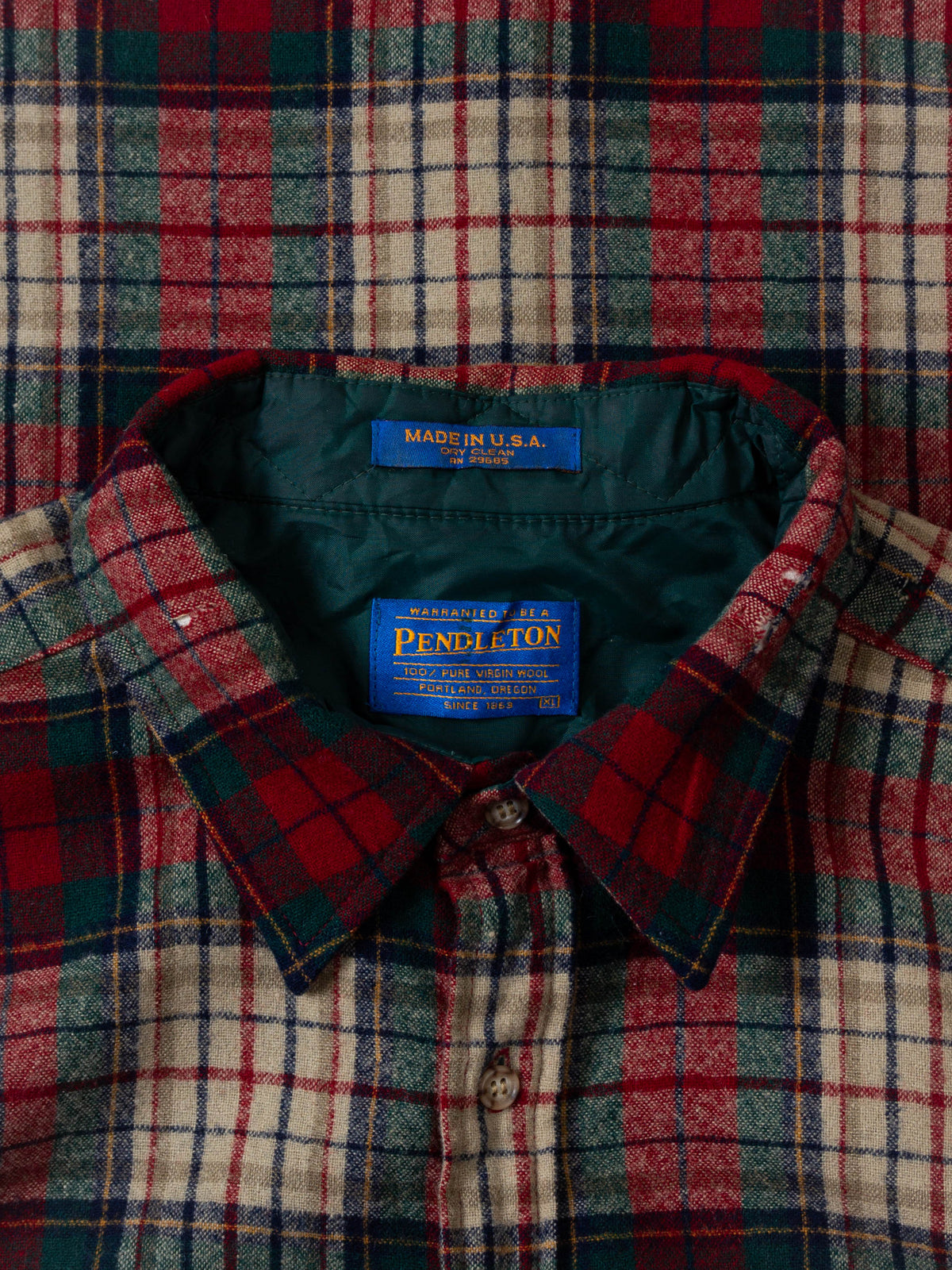 Vtg 1990s Pendleton Wool Flannel Shirt – Made in USA (XL)