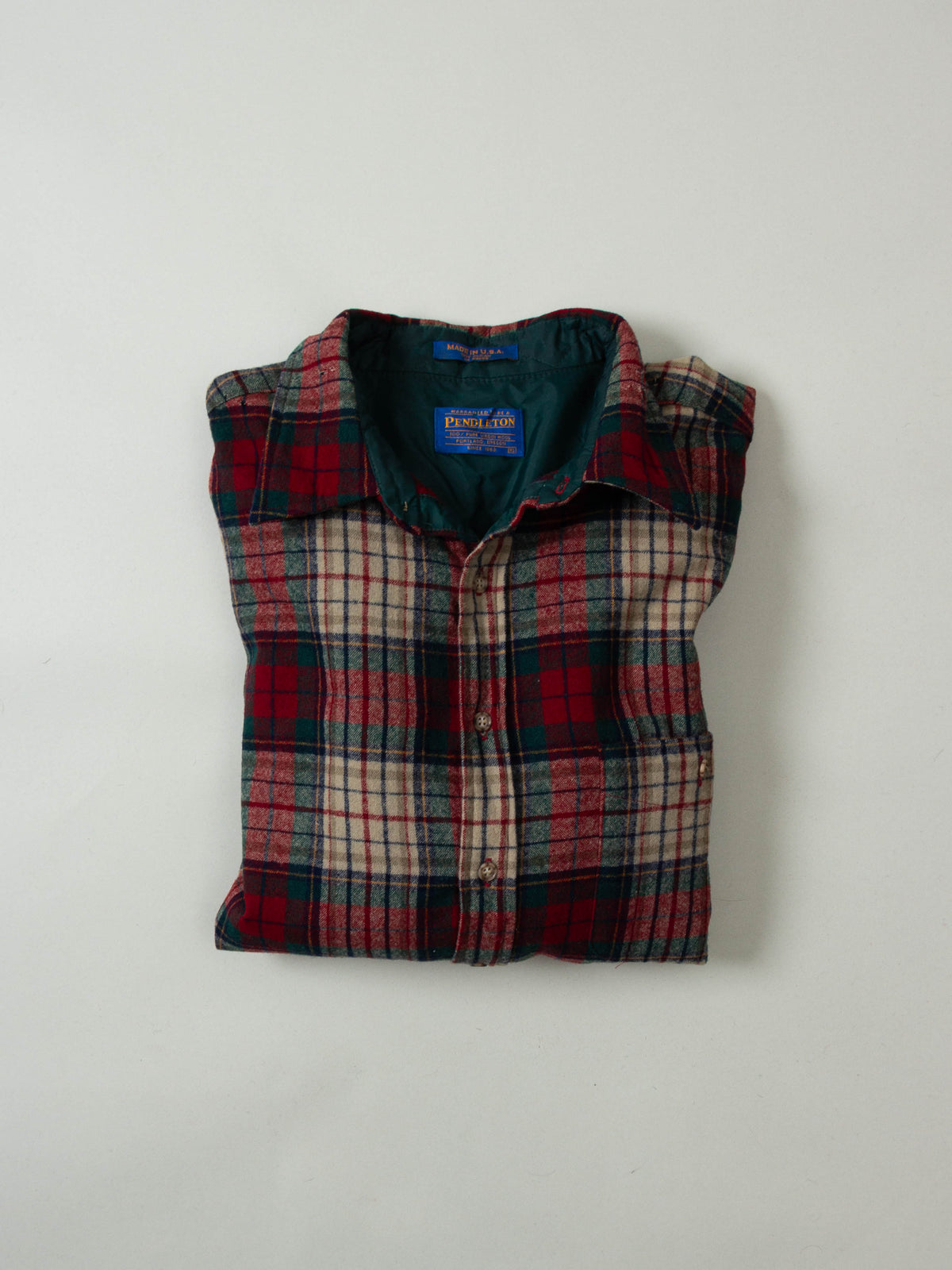 Vtg 1990s Pendleton Wool Flannel Shirt – Made in USA (XL)