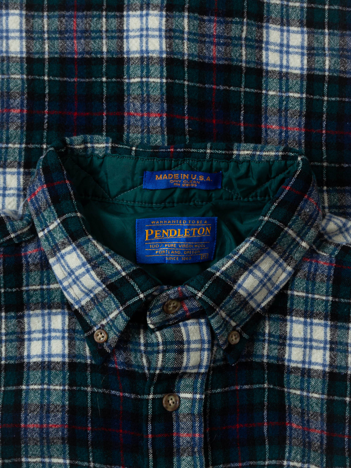 Vtg 1990s Pendleton Wool Flannel Shirt – Made in USA (M)