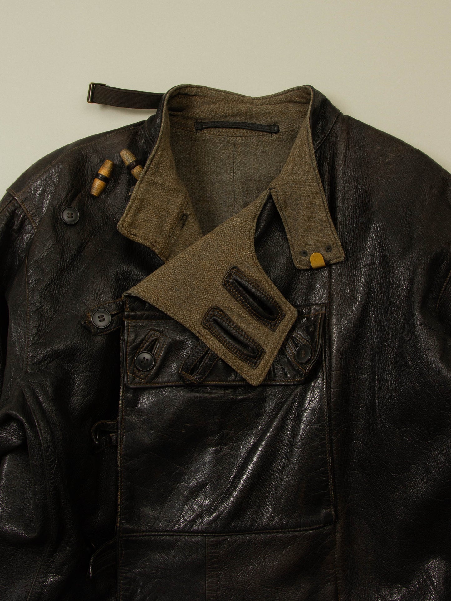 Vtg Rare  1950s Swedish Army Dispatch Leather Jacket (L)
