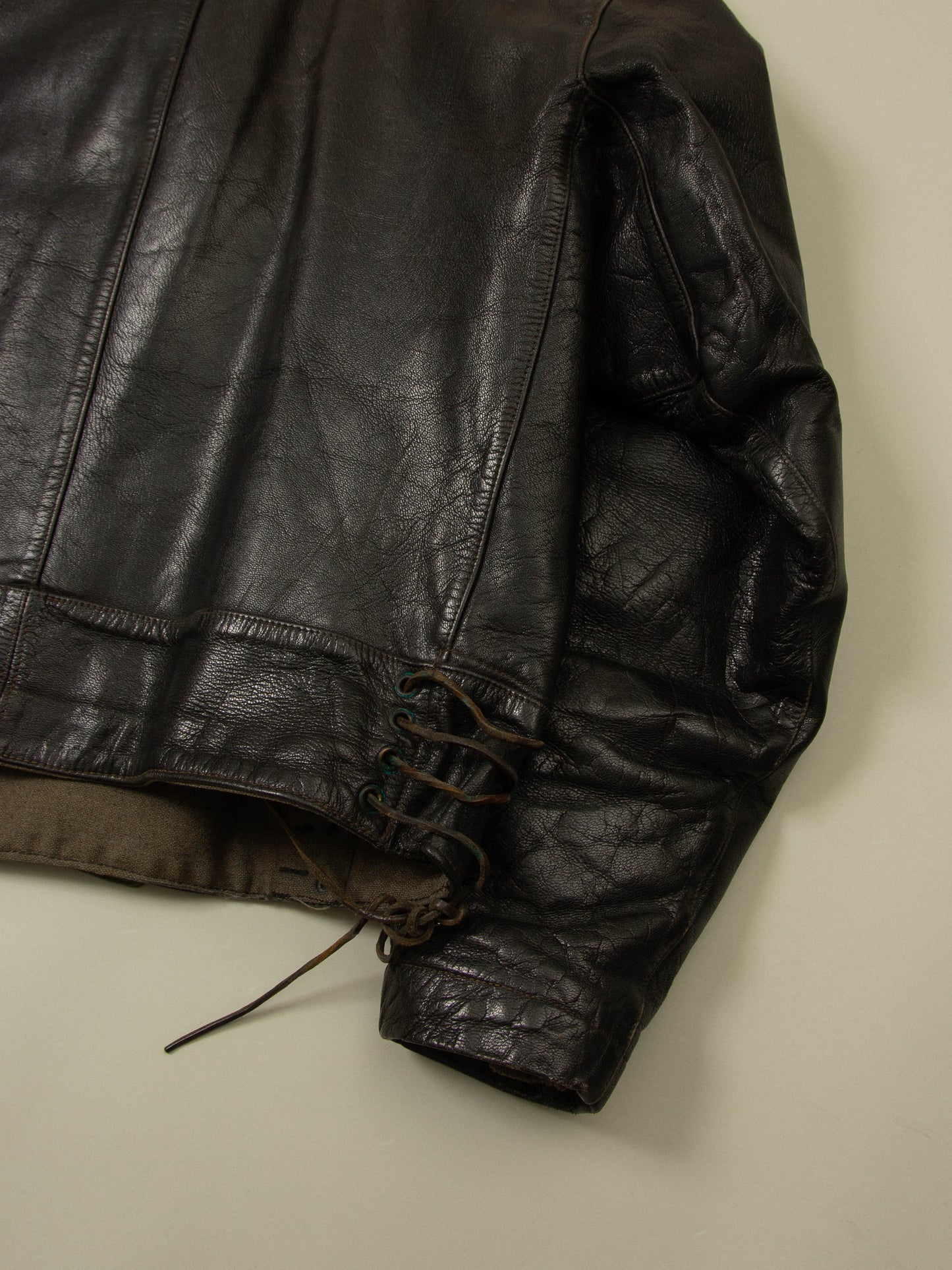 Vtg Rare  1950s Swedish Army Dispatch Leather Jacket (L)