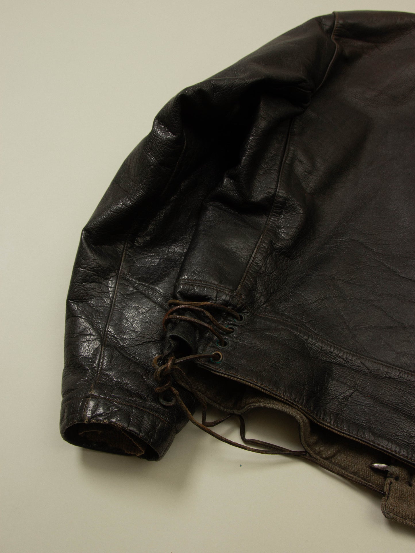 Vtg Rare  1950s Swedish Army Dispatch Leather Jacket (L)