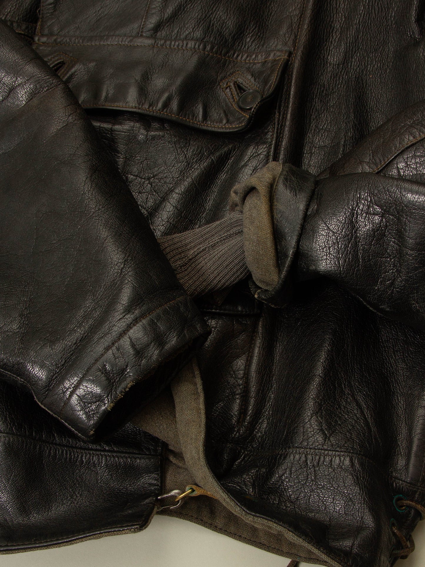 Vtg Rare  1950s Swedish Army Dispatch Leather Jacket (L)
