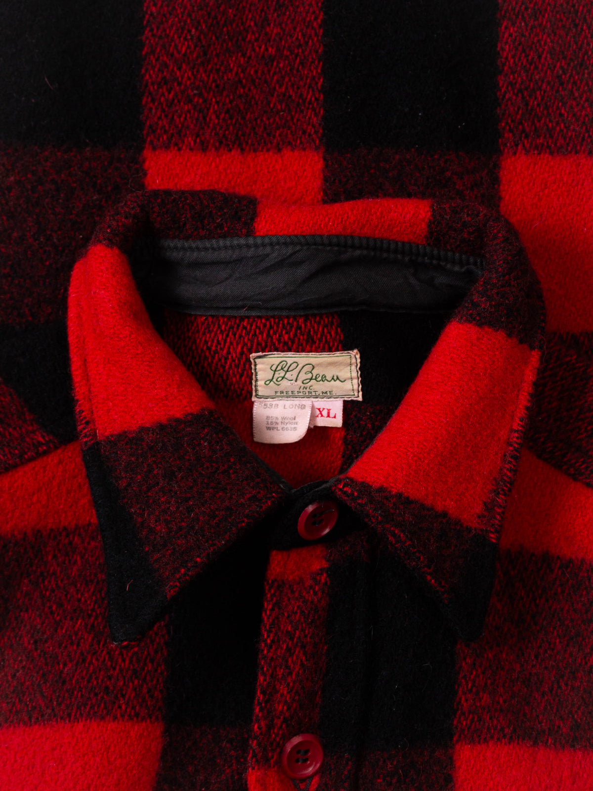 Vtg 1960s L.L. Bean Buffalo Plaid Flannel Overshirt - Made in USA (L)