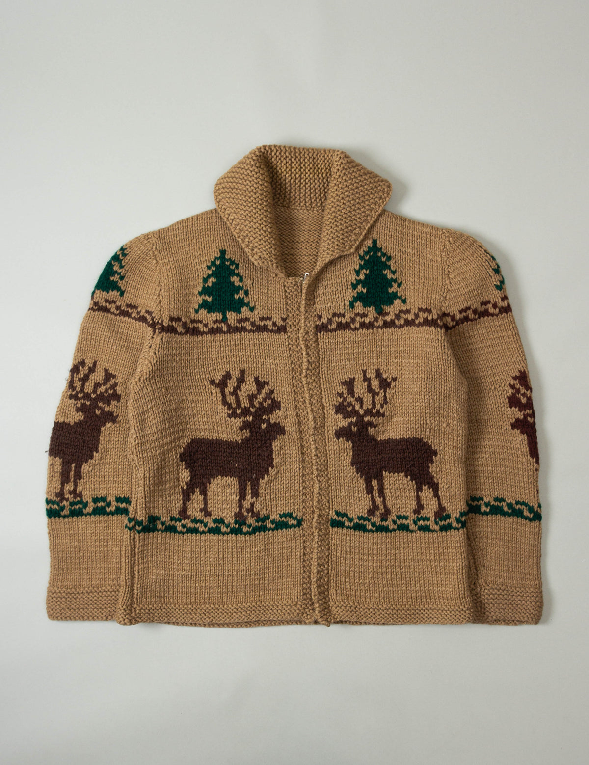 Vtg 1970s Cowichan Wool Knit Sweater (XL)