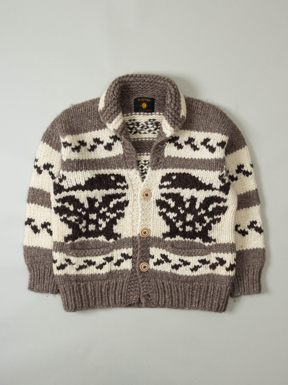 Vtg 1980s Cowichan Wool Knit Cardigan - Made in Canda (L)