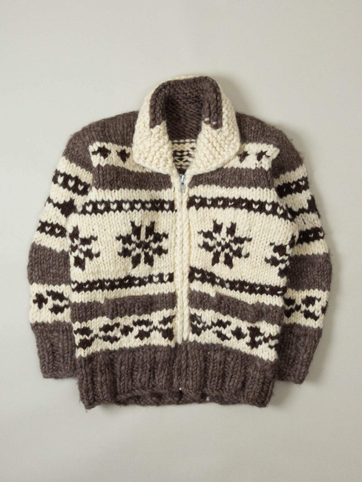 Vtg 1970s Chunky Cowichan Wool Knit Sweater (M)