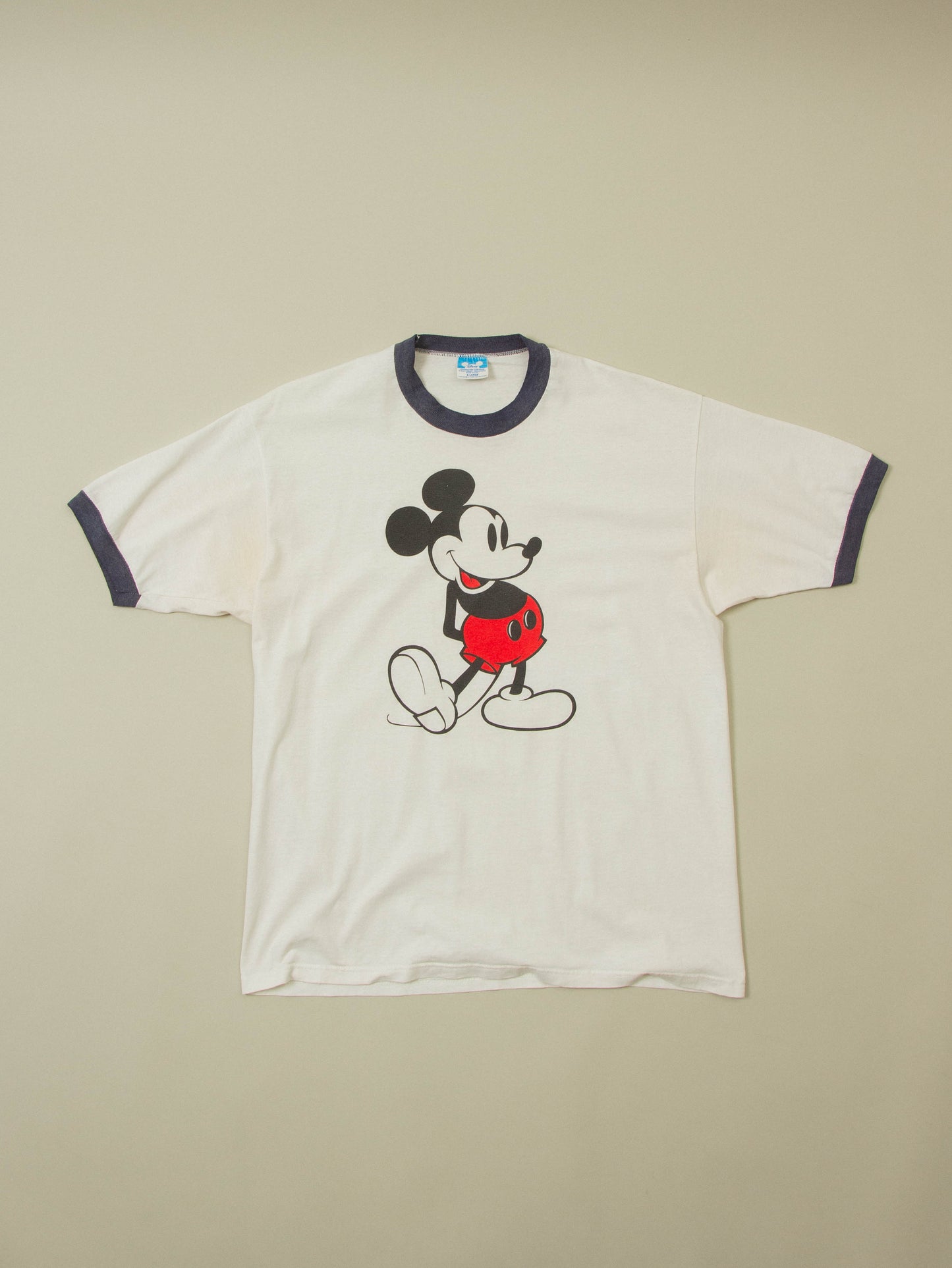 Vtg 1980s Mickey Mouse Disney Ringer Tee - Made in USA (XL)