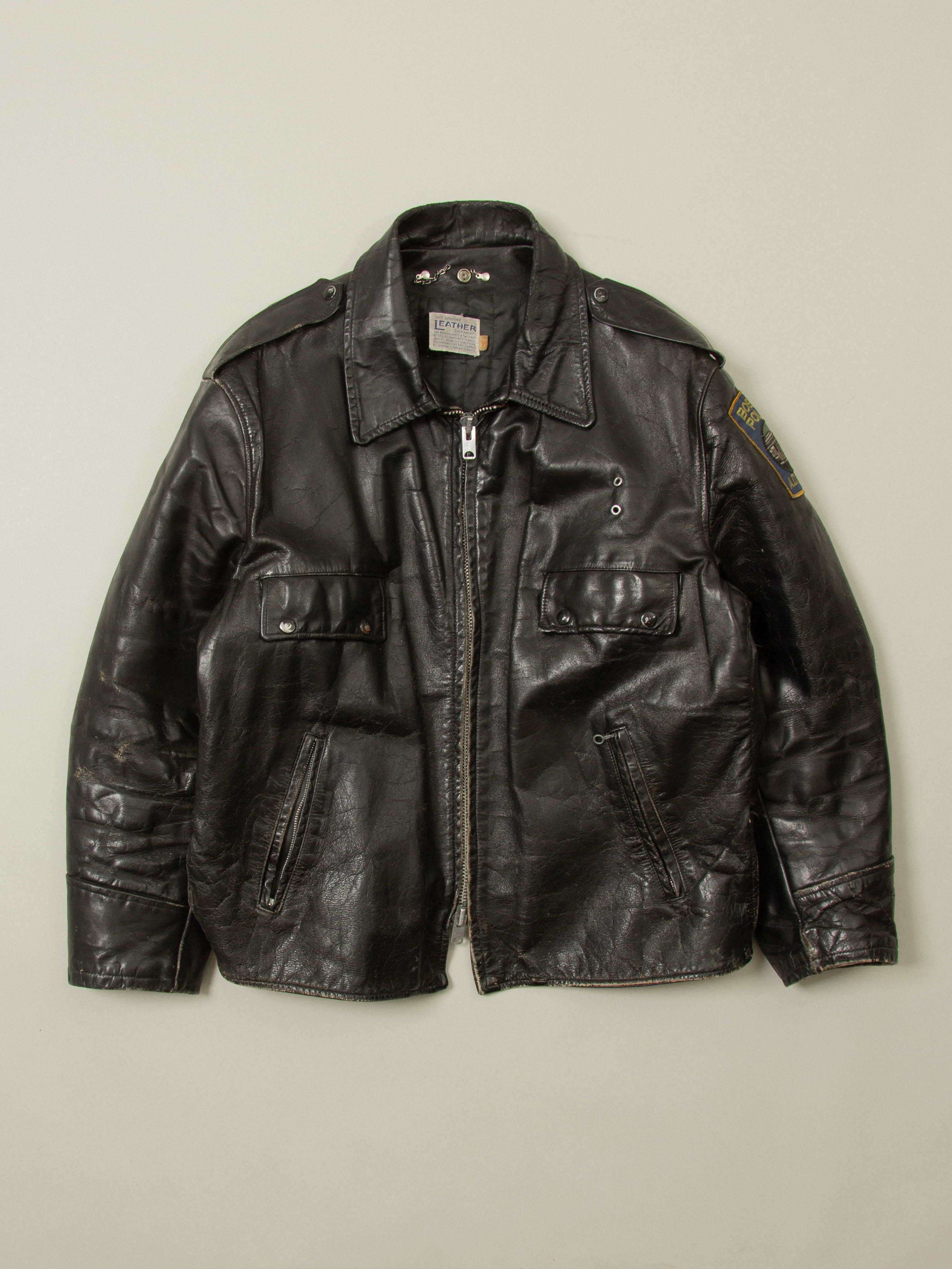 BostonビンテージCHECK-POINT90s レザージャケット 黒 90s DOCKERS ドッカーズ レザー ジャケット 黒 L レザーコート ミドル