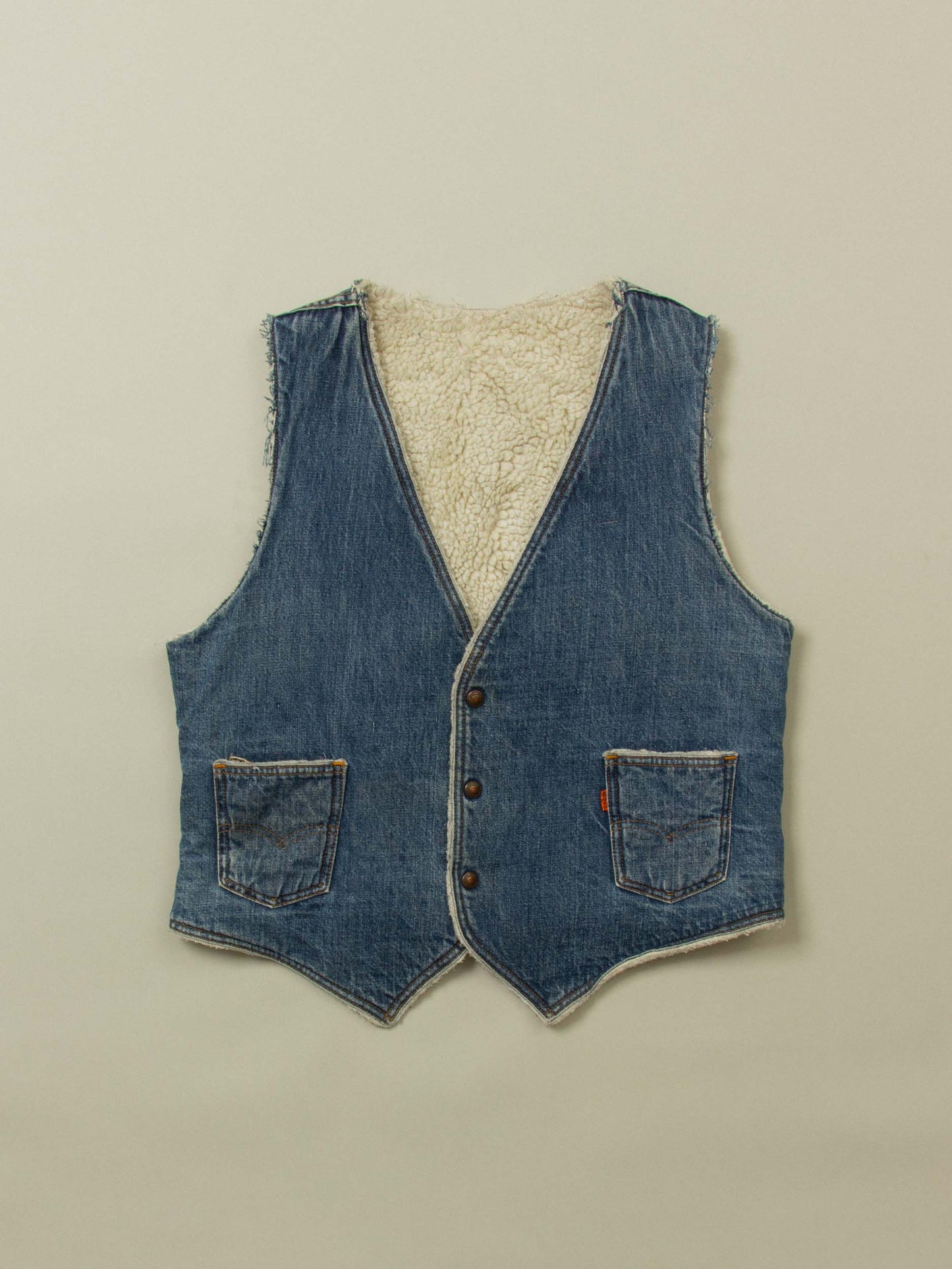 Vtg 1980s Levi's Lined Orange Tab Denim Vest – Made in USA (M)