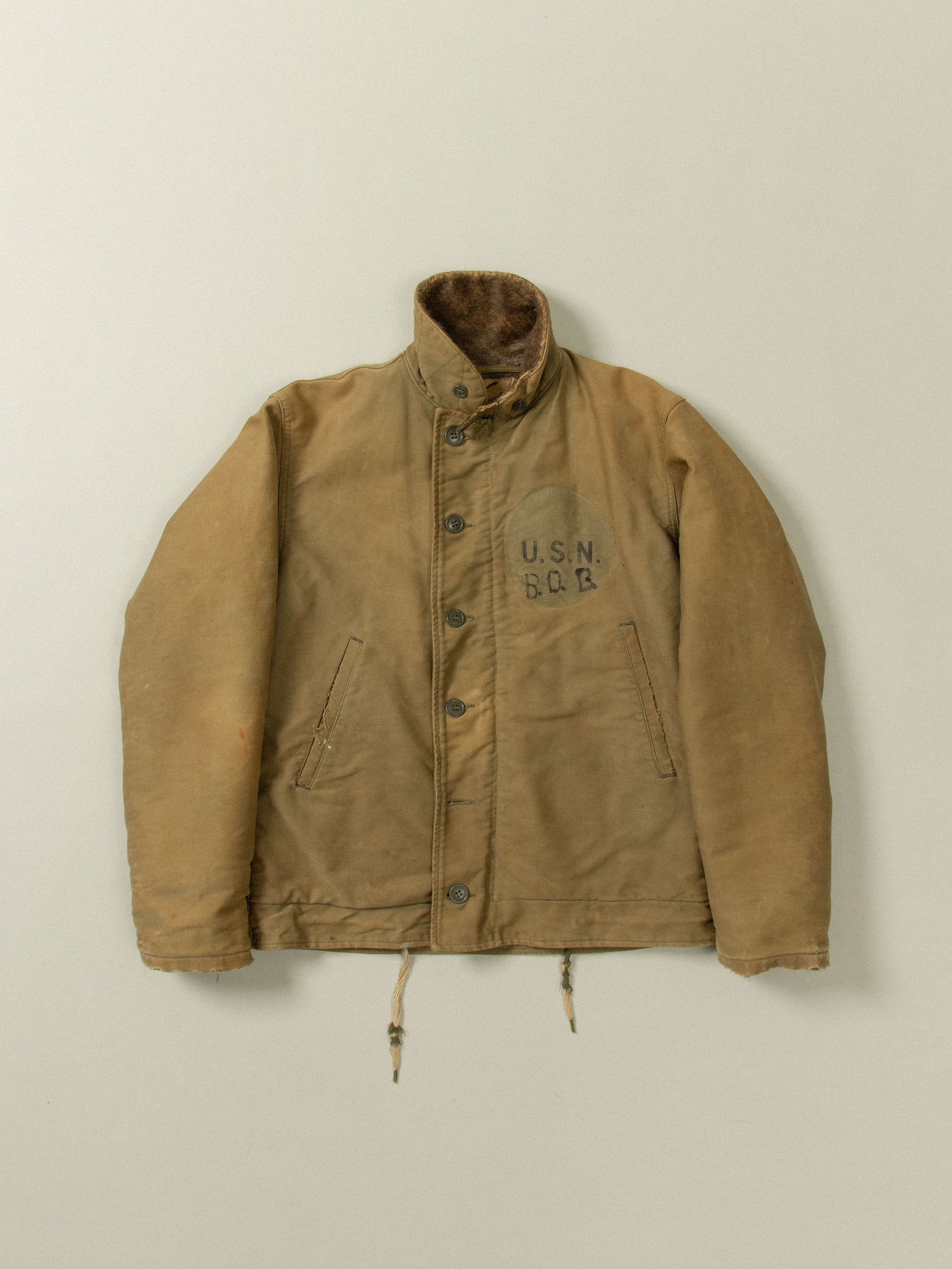 Vtg Rare WWII USN N-1 Alpaca Deck Jacket (S/M)