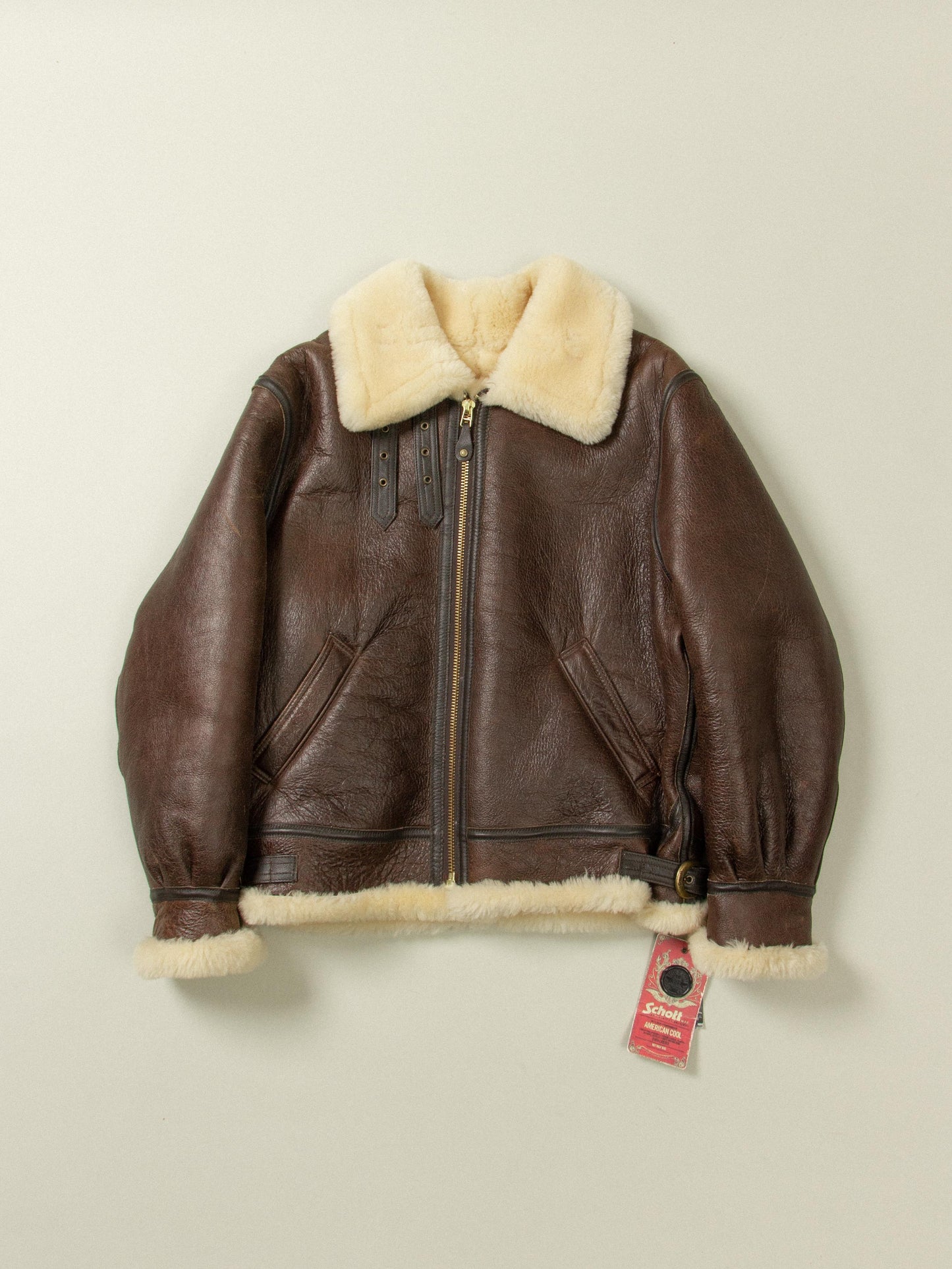 Schott B-3 Shearling Jacket - Made in USA (L)