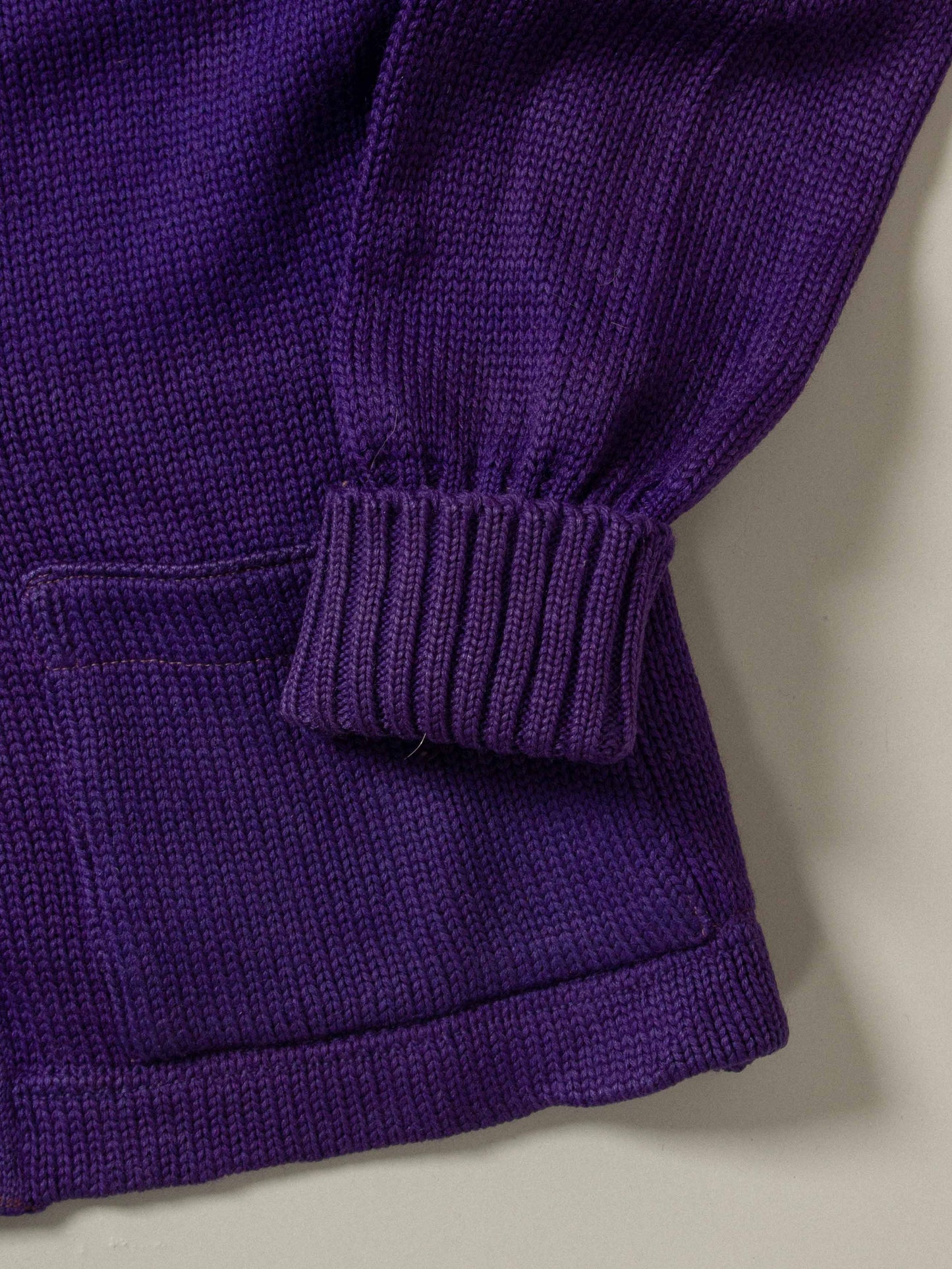 Vtg 1950s Purple Wool Cardigan (M)