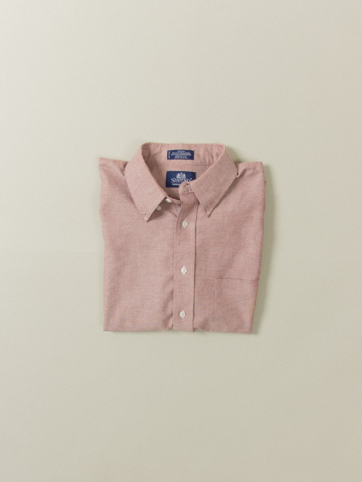Vtg Stafford Short Sleeve Oxford Shirt - Made in USA (M)