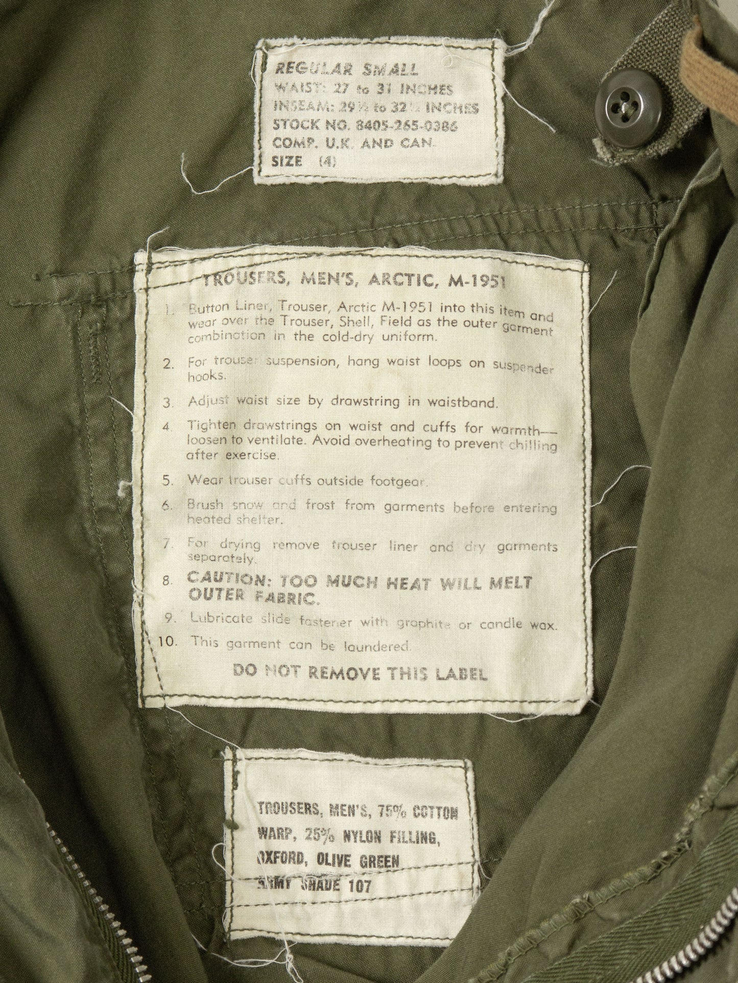 Vtg 1950s US Army M-51 Arctic Pants (S-Reg)
