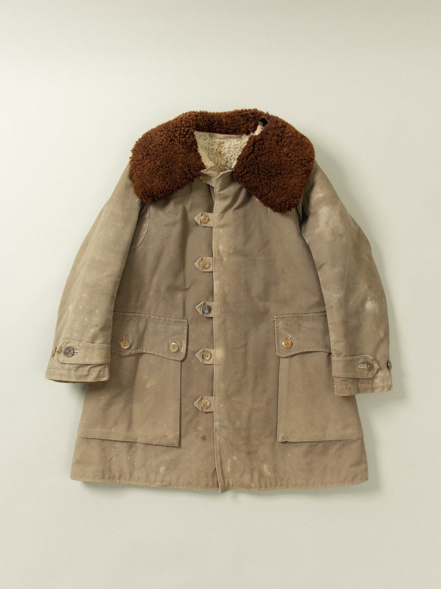 Vtg 1940s Swedish Army Extreme Cold Weather Shearling Coat (S/M)