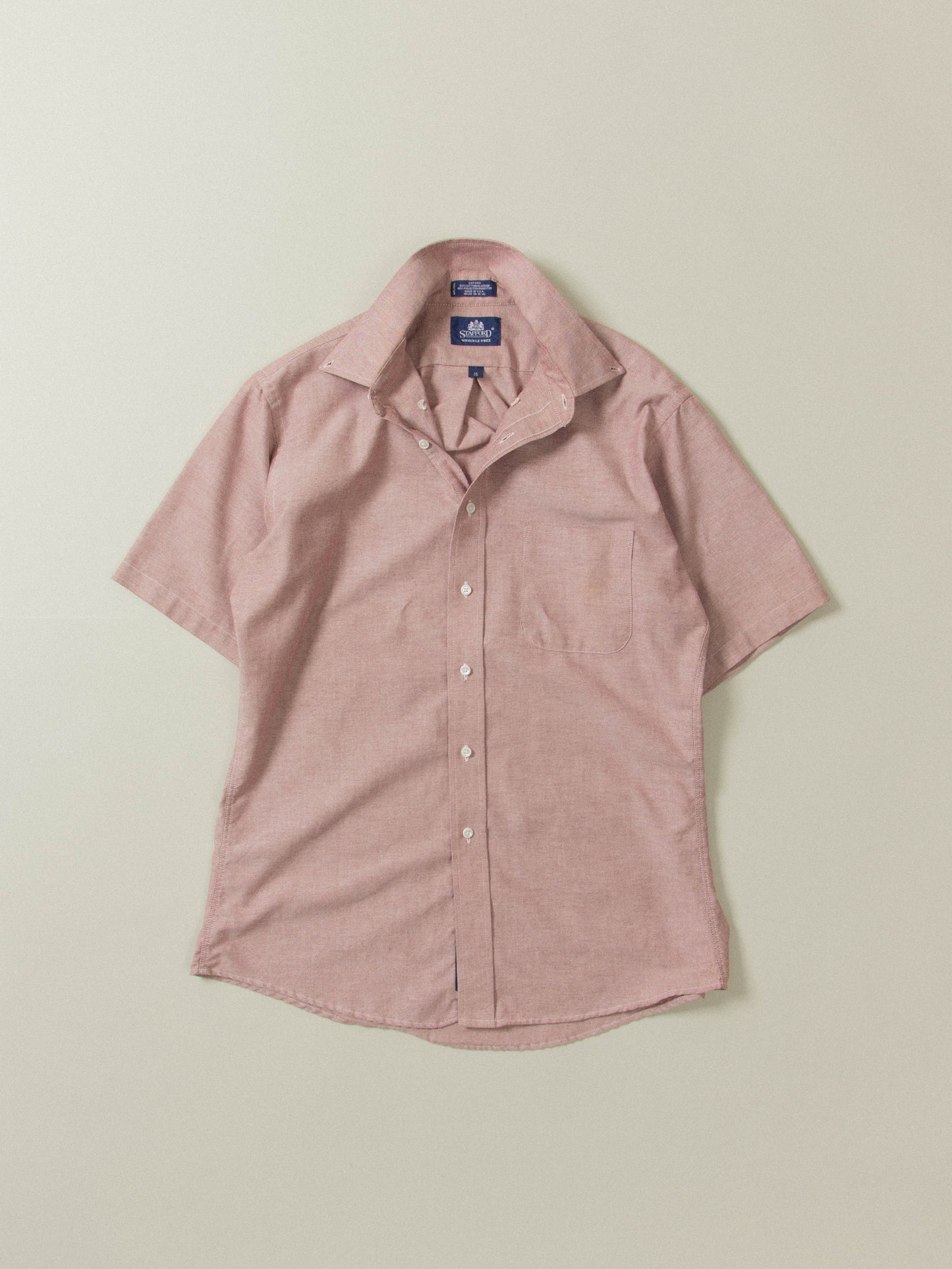Vtg Stafford Short Sleeve Oxford Shirt - Made in USA (M)
