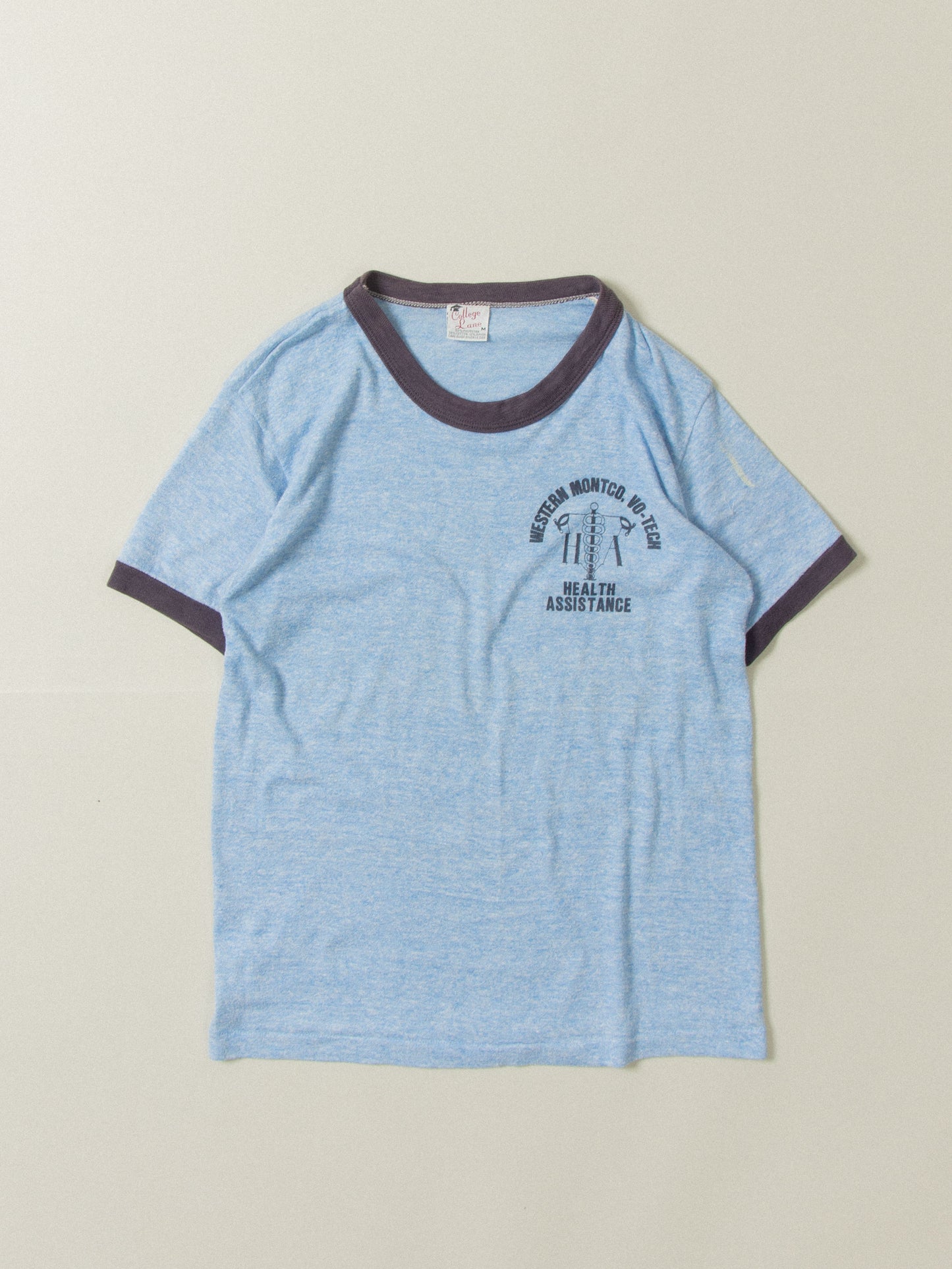 Vtg 1980s Single Stitch Ringer Tee (S/M)