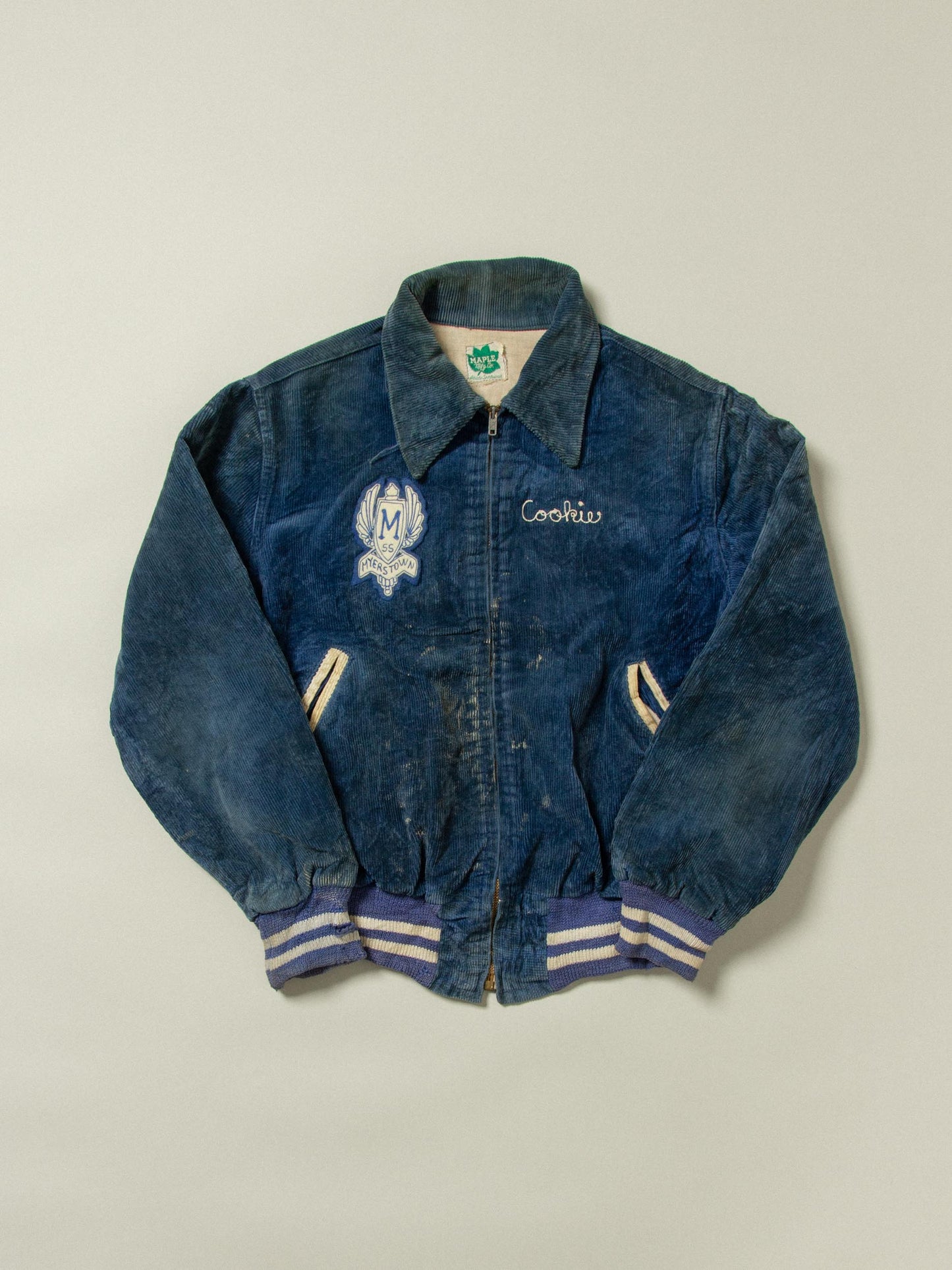 Vtg 1950s Myerstown Petrol Blue Corduroy Jacket (Women's S)