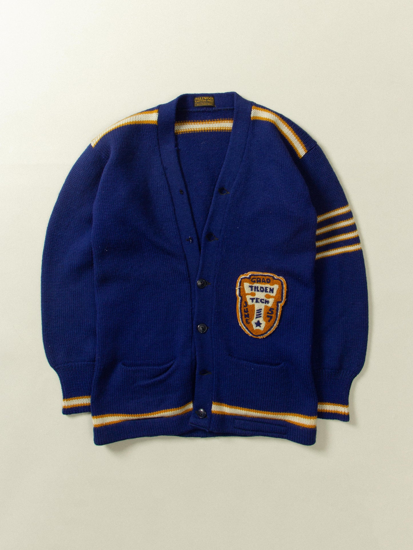 Vtg 1950s Tilden High School Cardigan - Made in USA (M)