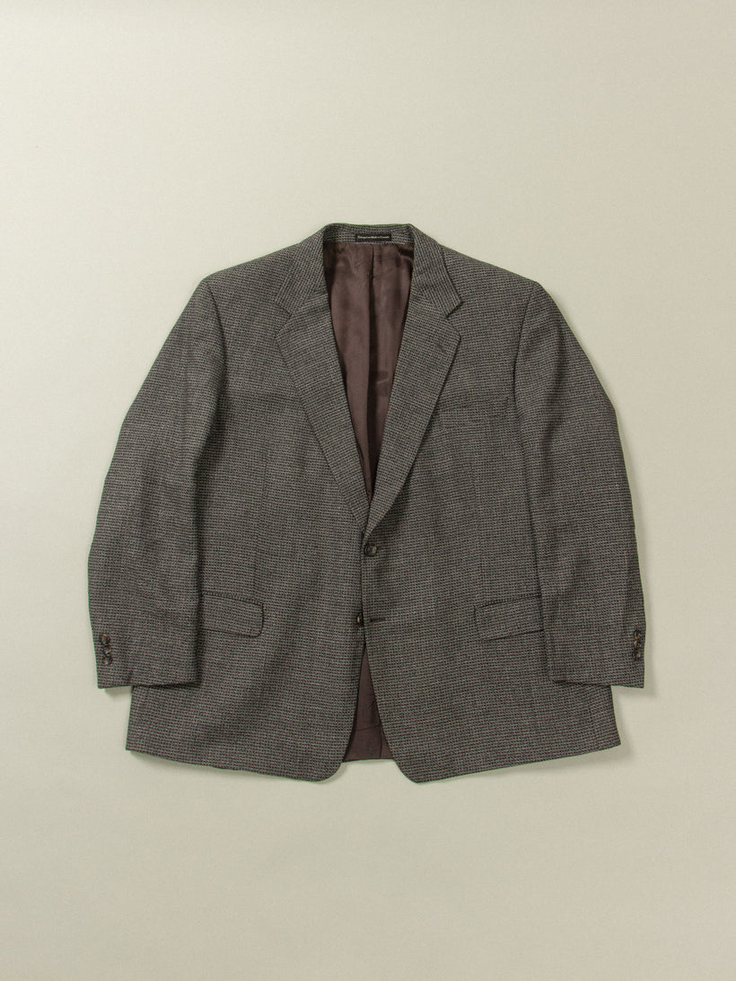 Vtg Grey Checked Wool Blazer - Made in Canada (52-Reg)