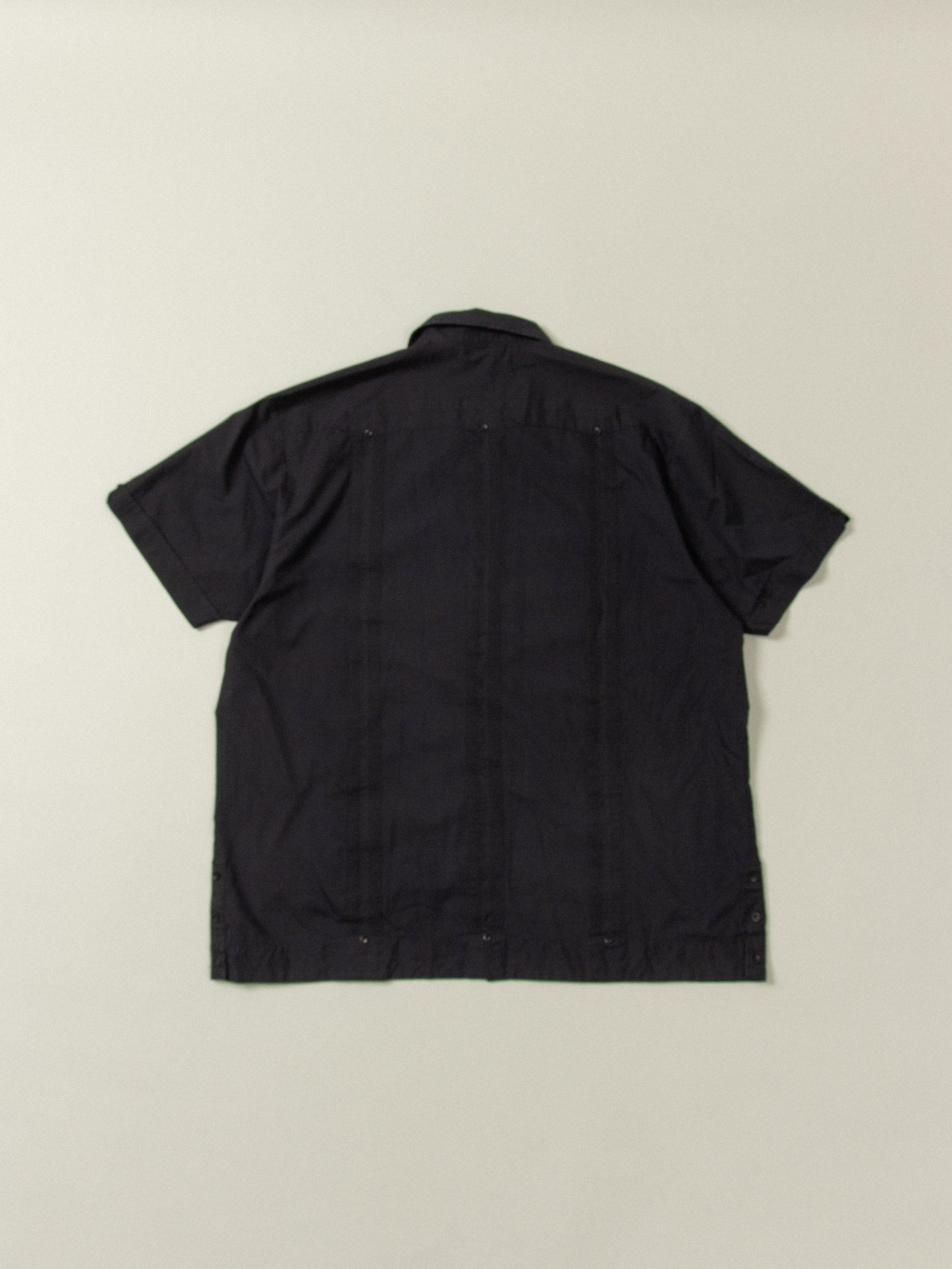 Vtg Black Short Sleeve Cuban Shirt (XL/XXL)