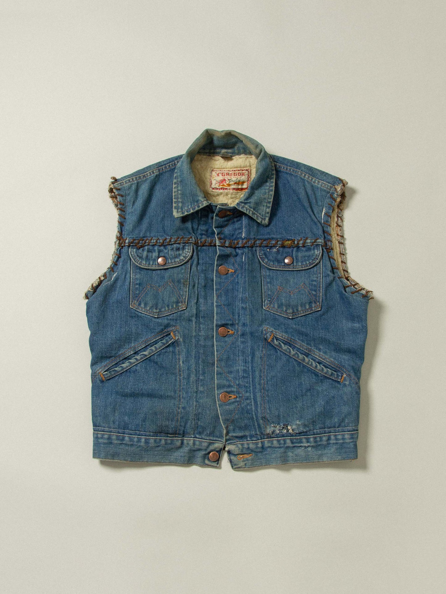 Vtg 1970s Maverick Hand Painted Custom Biker Denim Vest - Made in USA (M)